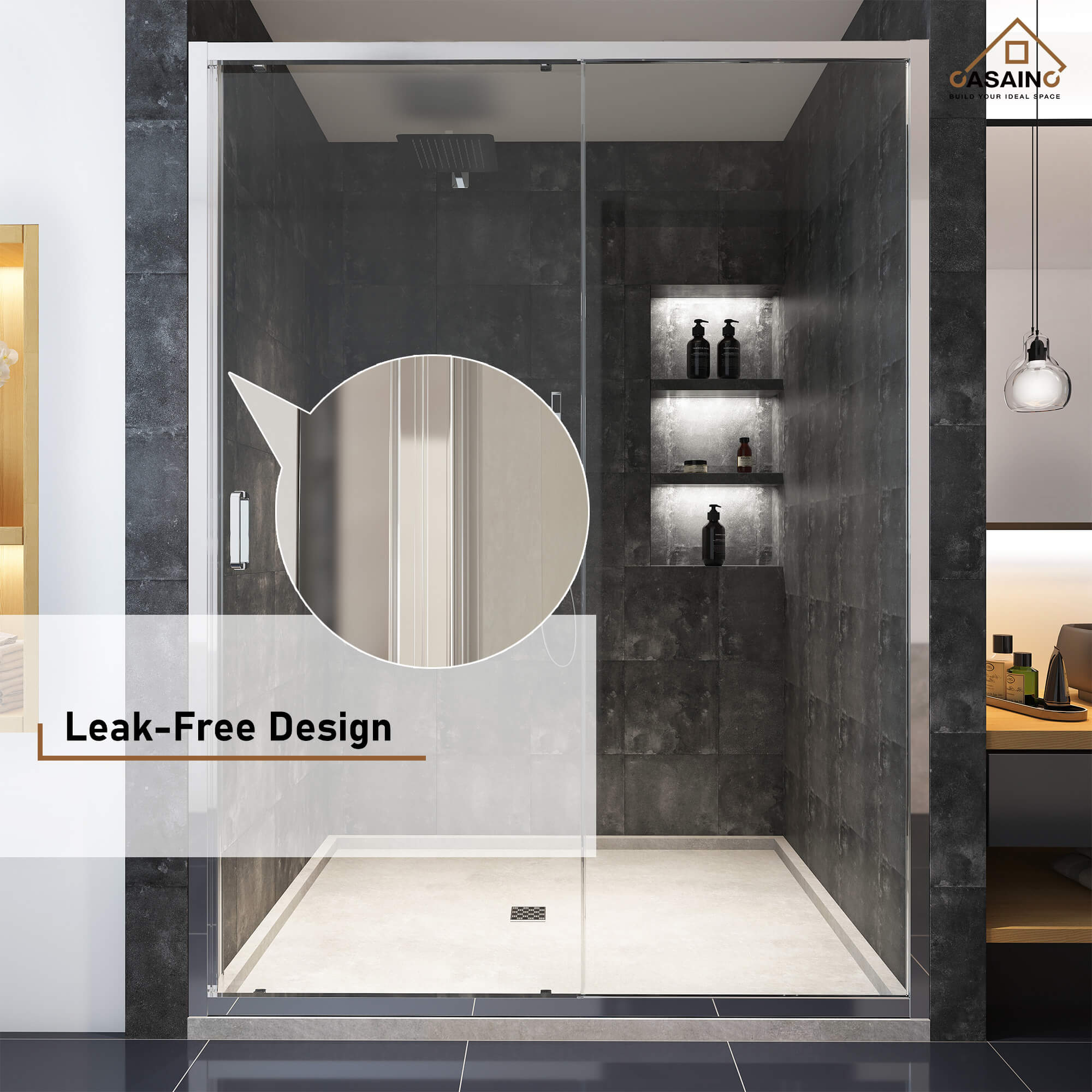 60" x 72" Framed Single Sliding Shower Door in Chrome/Brushed Nickel/M