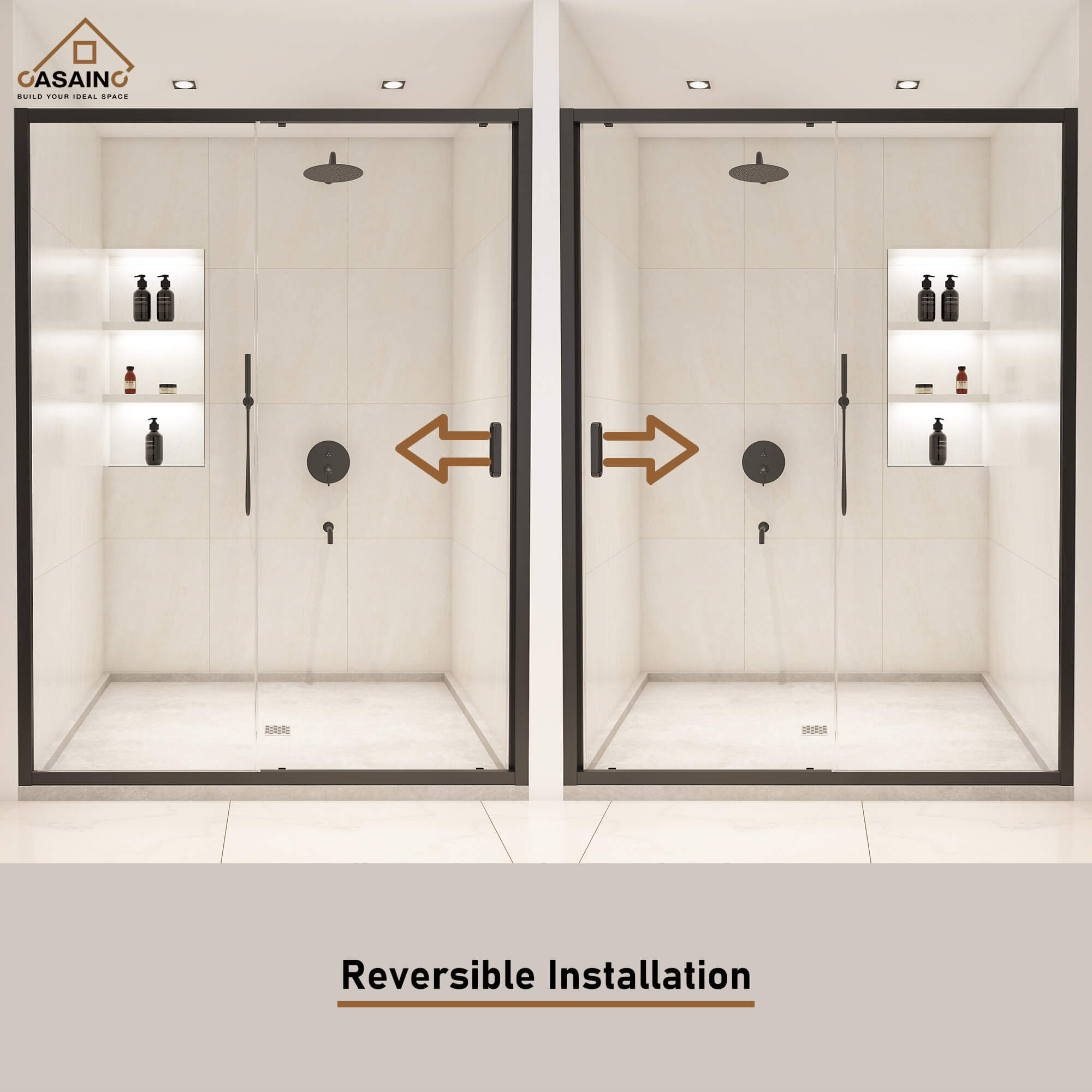 60" x 72" Framed Single Sliding Shower Door in Chrome/Brushed Nickel/M