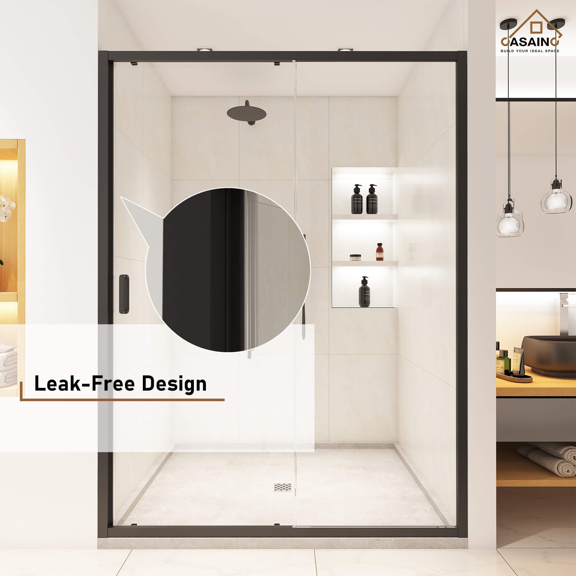 60" x 72" Framed Single Sliding Shower Door in Chrome/Brushed Nickel/M