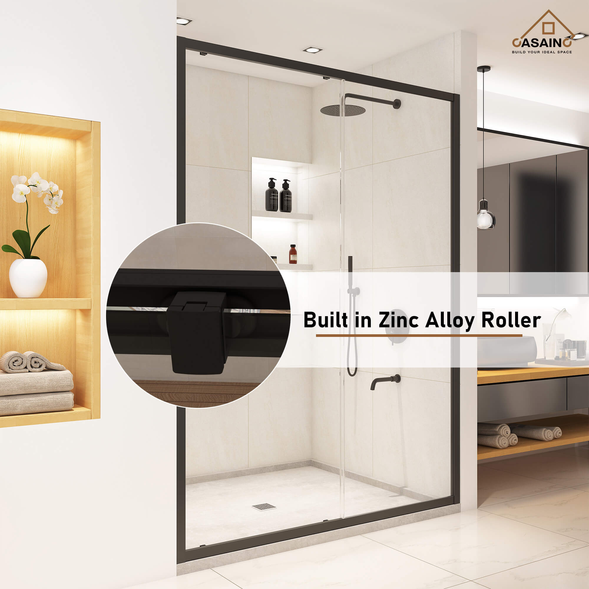 60" x 72" Framed Single Sliding Shower Door in Chrome/Brushed Nickel/M