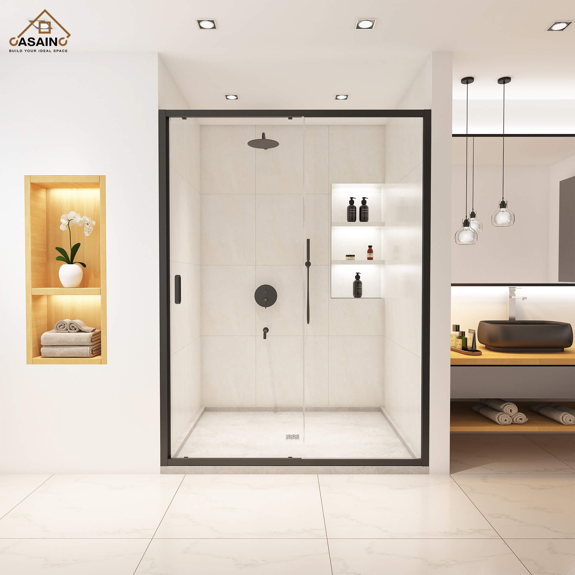 60" x 72" Framed Single Sliding Shower Door in Chrome/Brushed Nickel/M