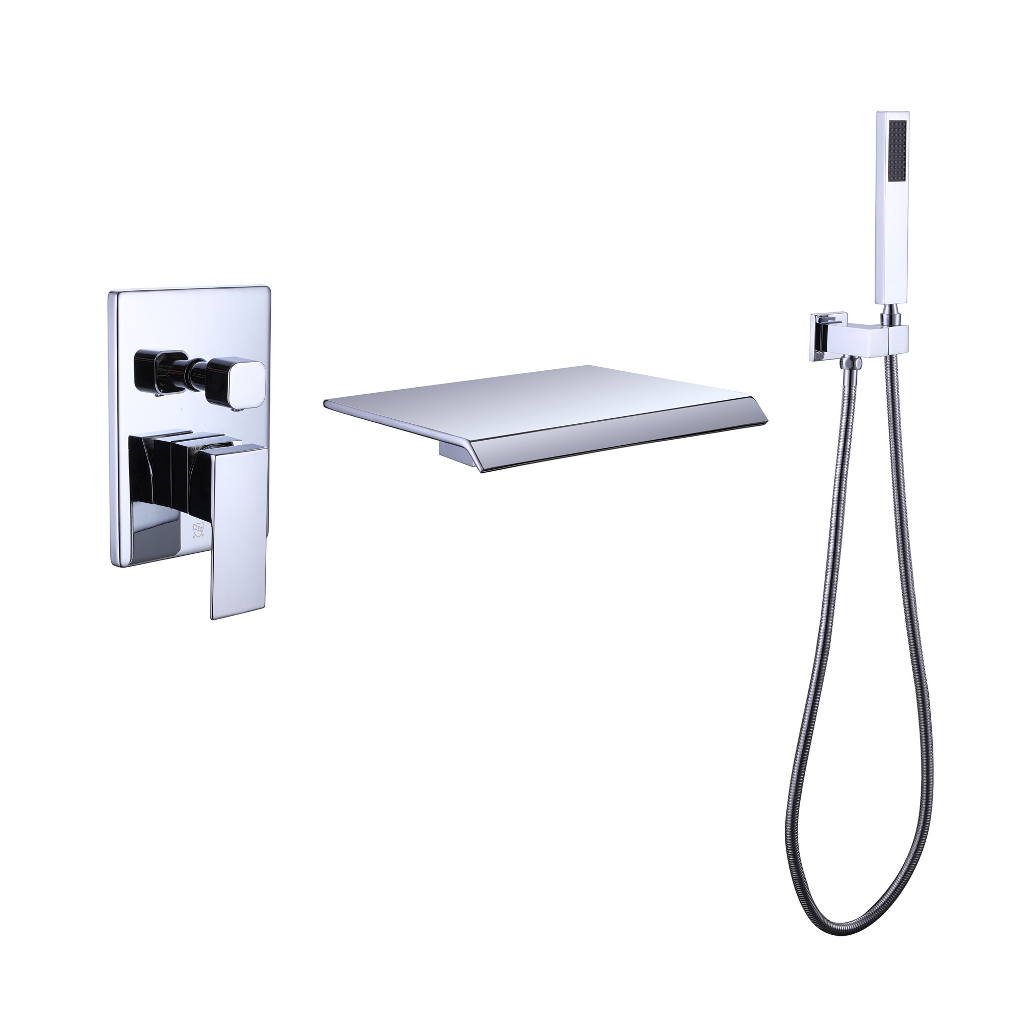 TrustMade Pressure-Balance Waterfall Single Handle Wall Mount Tub Faucet with Hand Shower, Chrome - 2W02-CASAINC