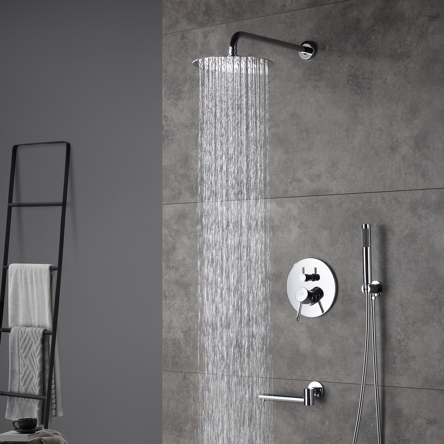 Casainc Round 3 Functions Wall Mount  Shower System In Chrome-CASAINC