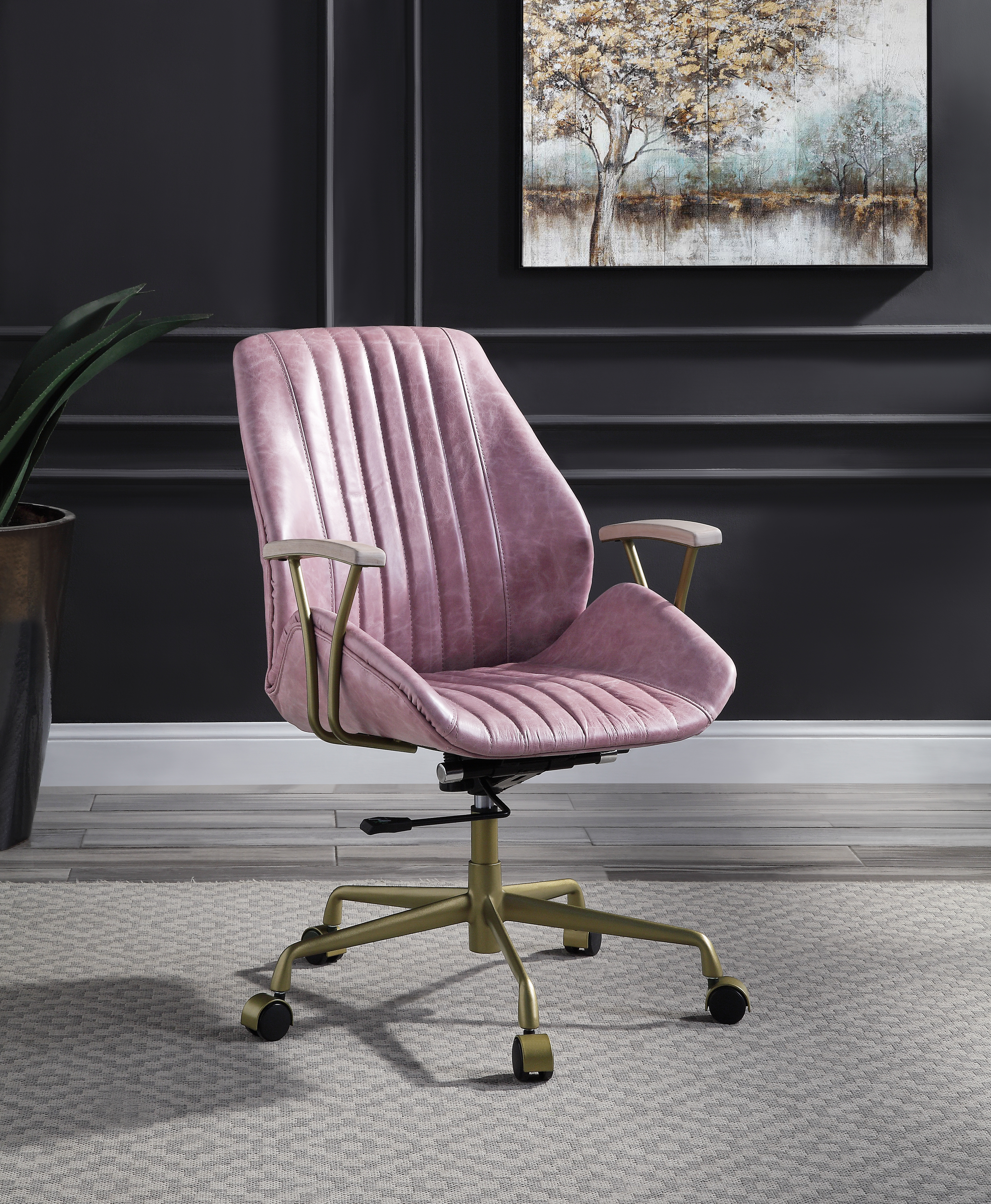 ACME Hamilton Office Chair in Pink Top Grain Leather-CASAINC
