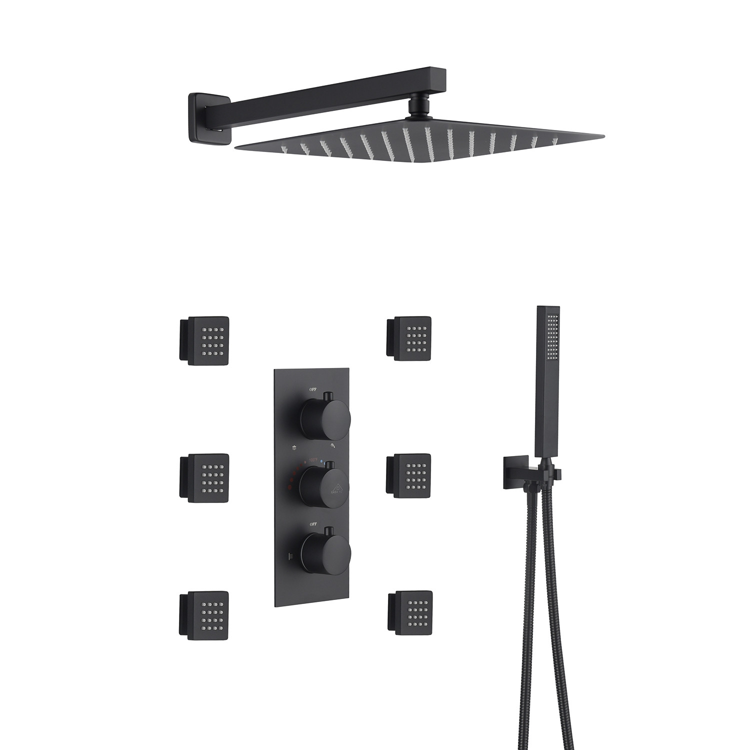 CASAINC 3 Way Thermostatic Complete Shower System with Roughin Valve