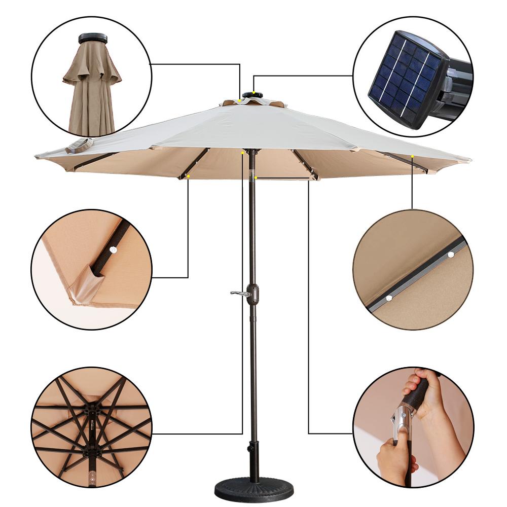 Casainc Outdoor Patio 9 ft. Aluminum Tilt Half Beach Umbrella in Sand Without Base-CASAINC