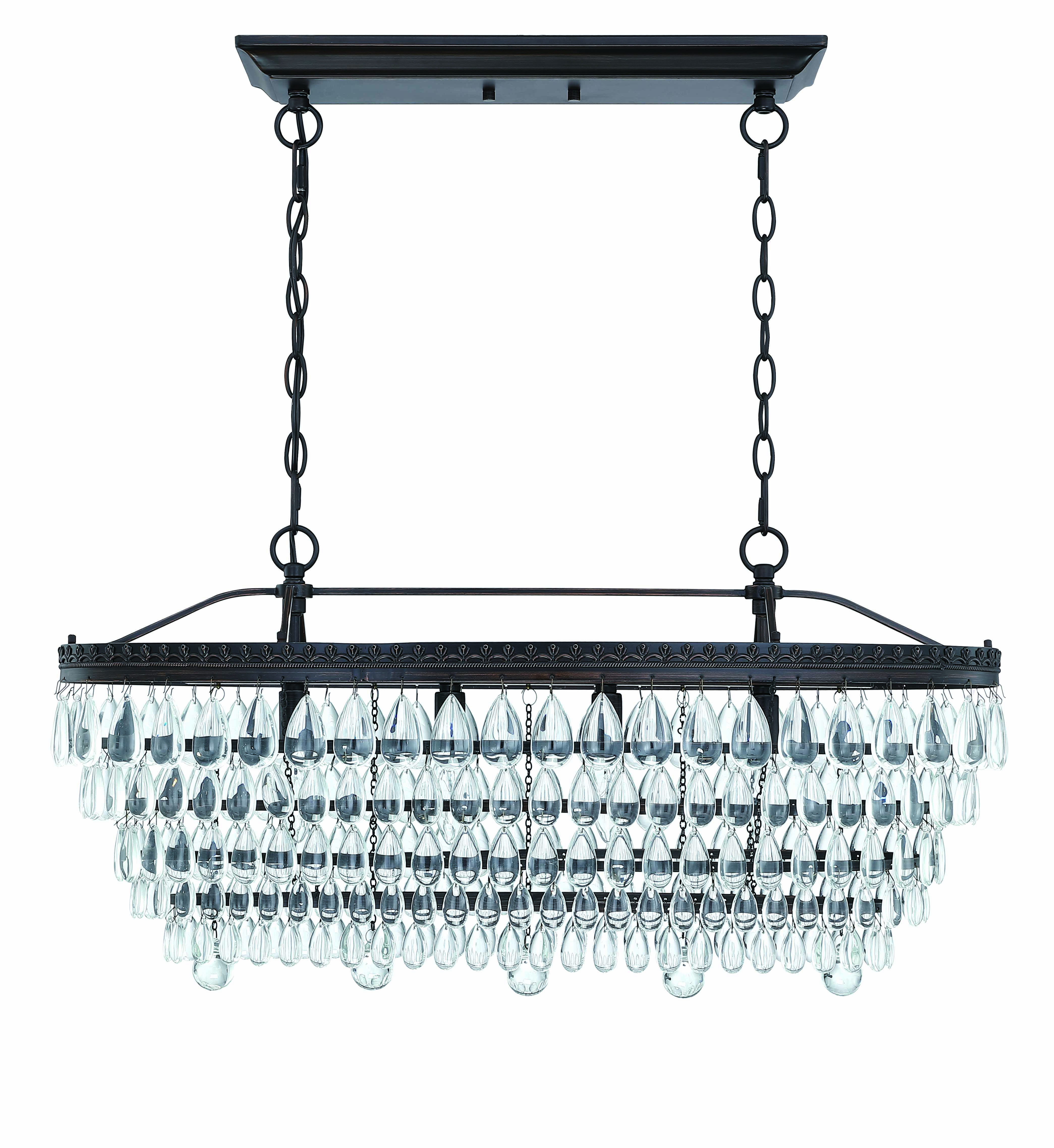 4-Light Oil Rubbed Bronze Chandelier with Crystal Accent-CASAINC