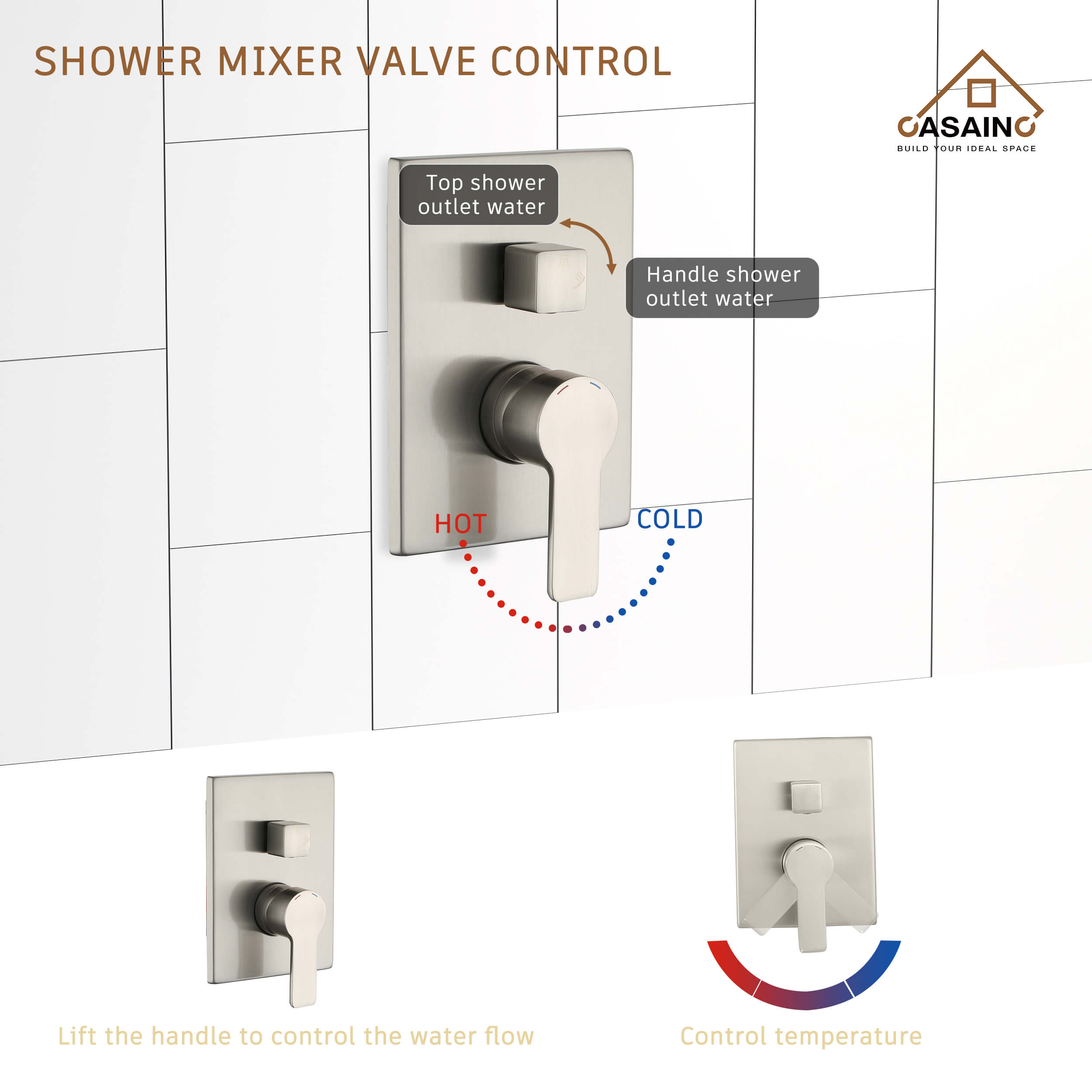 CASAINC Brushed Nickel Finish Shower System