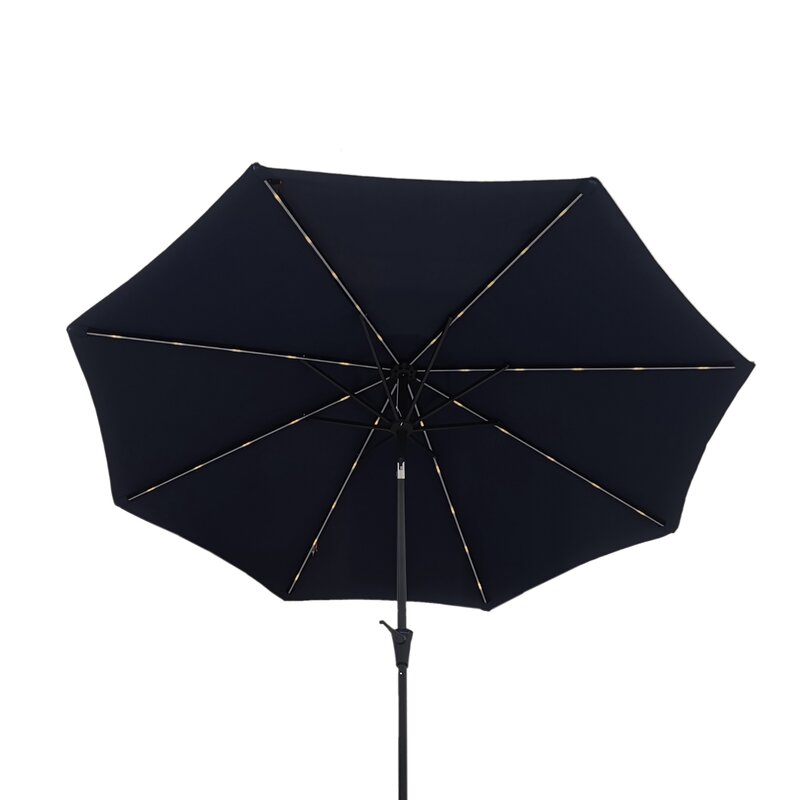 9 Feet Pole Solar LED Umbrella with Carry Bag, Navy Blue-CASAINC