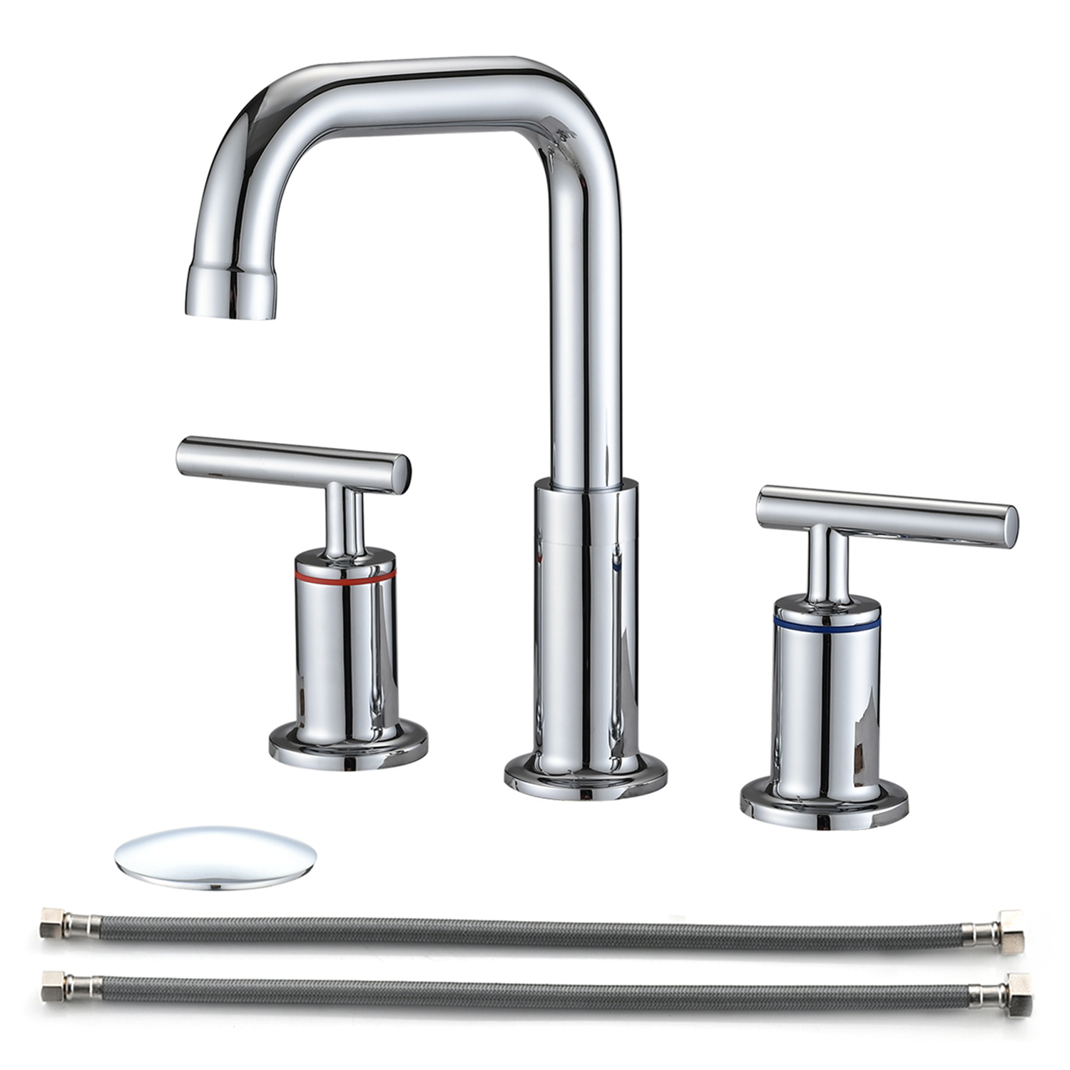 8 in. Widespread Double Handle Bathroom Faucet with Pop Up Drain in Chrome