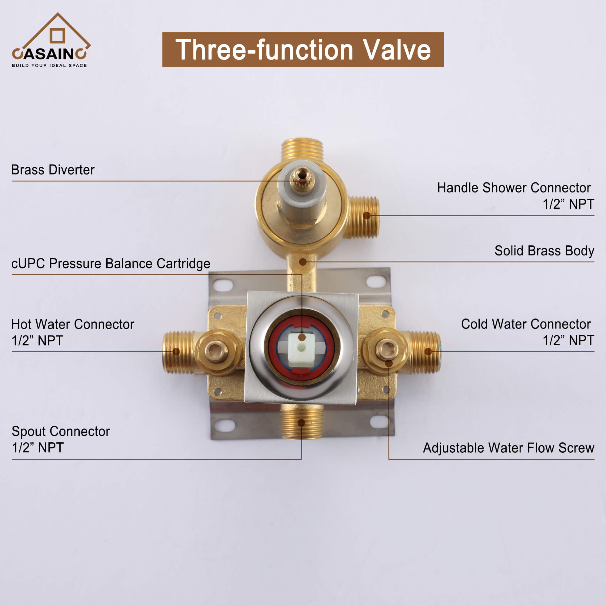 CASAINC Wall Mounted Shower System with Handheld Shower and Bathtub Faucet in Brushed Nickel