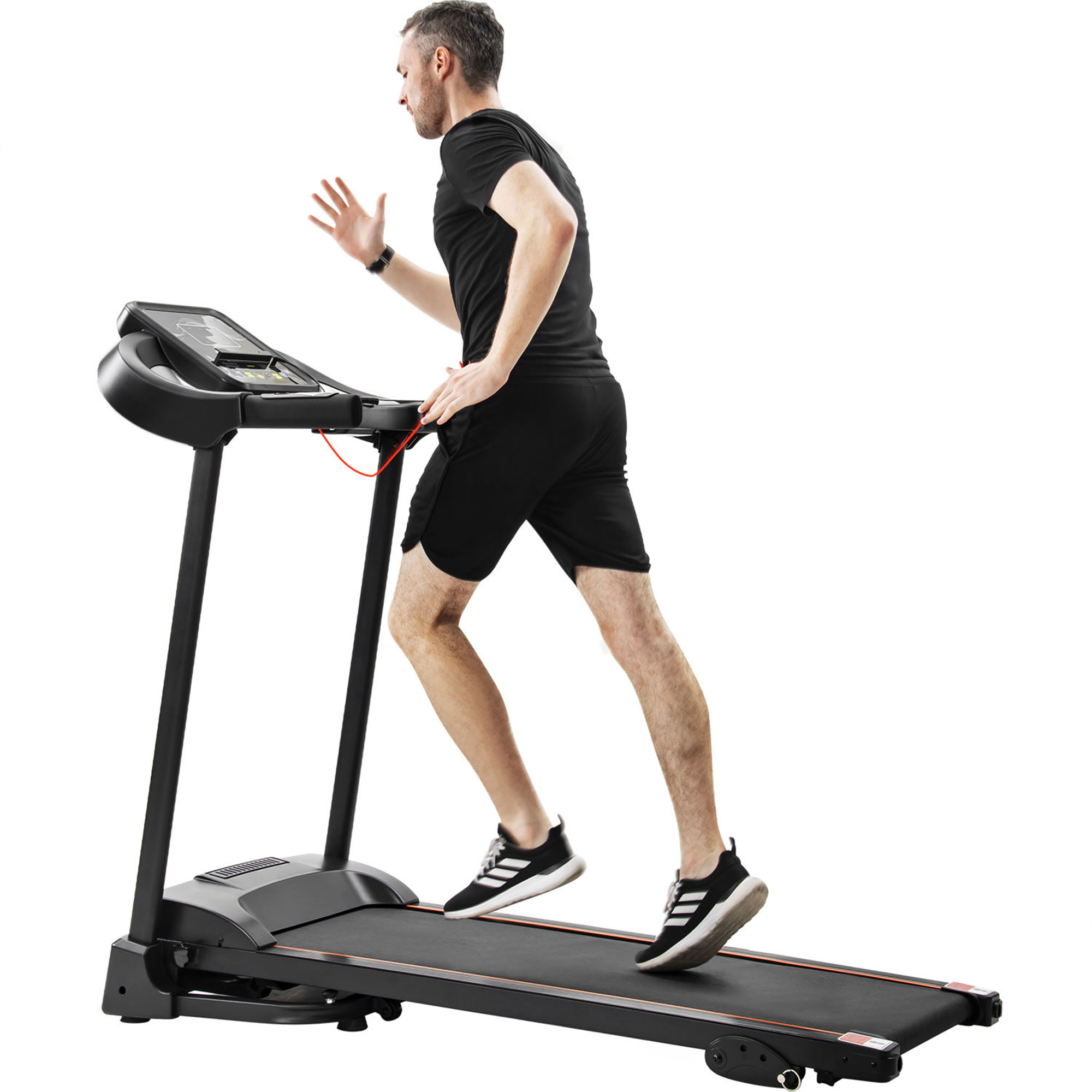 Compact Easy Folding Treadmill Motorized Running Jogging Machine with Audio Speakers and Incline Adjuster-CASAINC