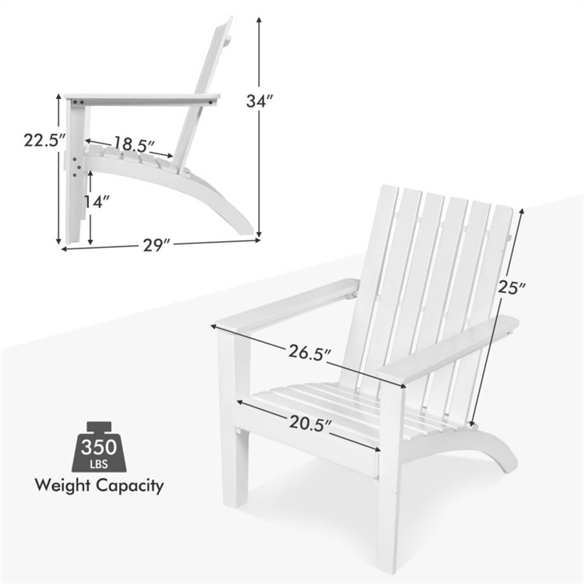 Outdoor Durable Patio Acacia Wood Adirondack Lounge Armchair CASAINC