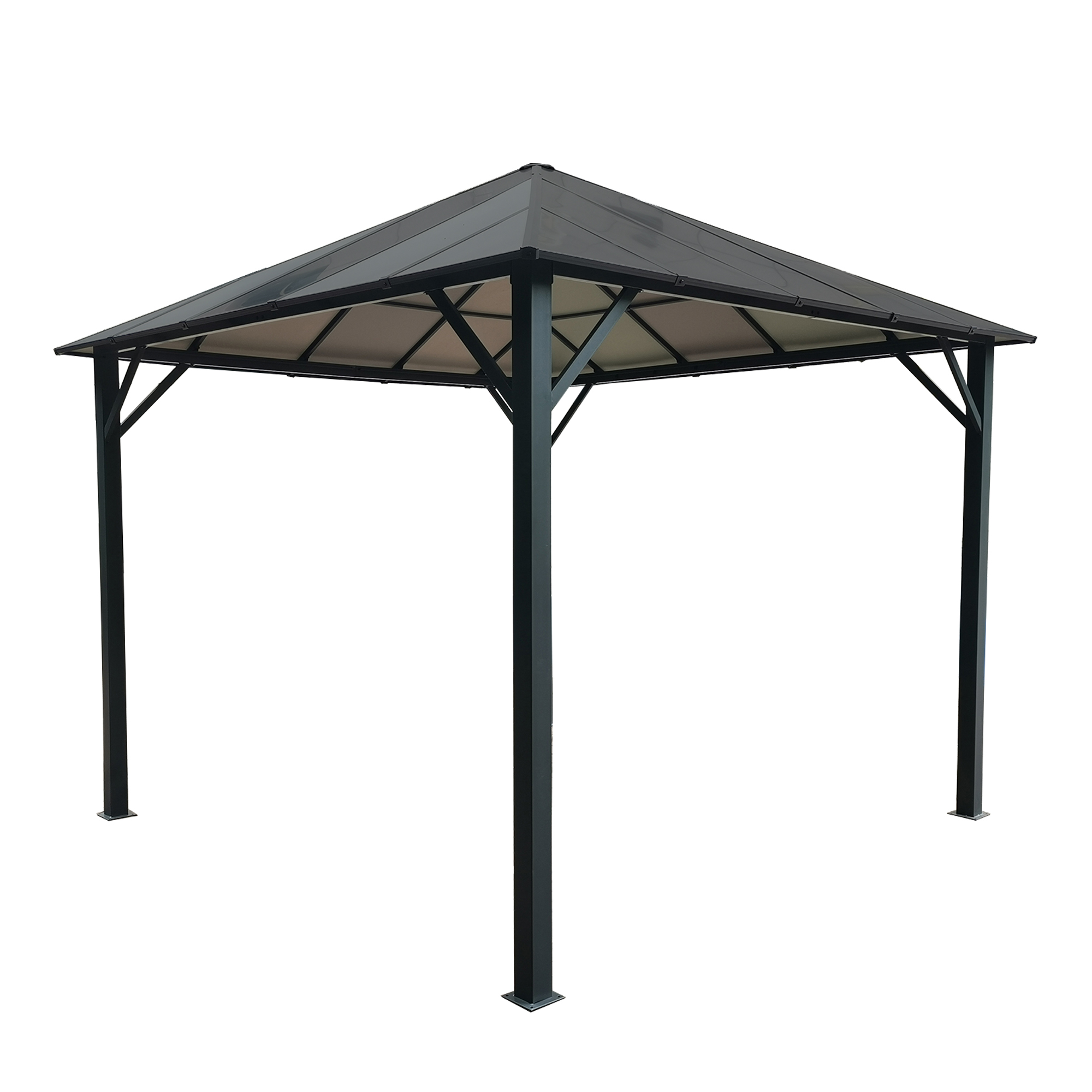 10 ft. x 10 ft. Outdoor Hardtop Insulated Aluminum Frame Patio  Gazebo with Aluminum Roof and Netting-CASAINC