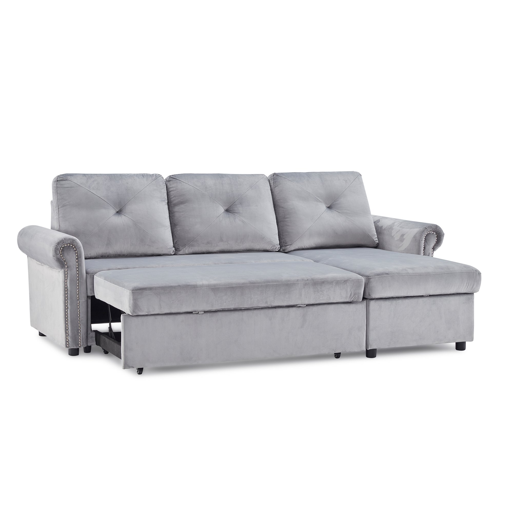 83" 3-Seater Sleeper Sofa Bed Convertible Sectional Sofa Couch with Storage-CASAINC