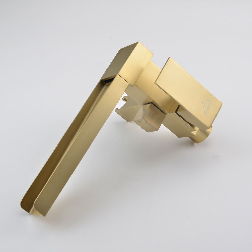 Casainc Freestanding 1-Handle Waterfall Bathtub Faucet with Handheld Shower (Brushed Gold)-CASAINC