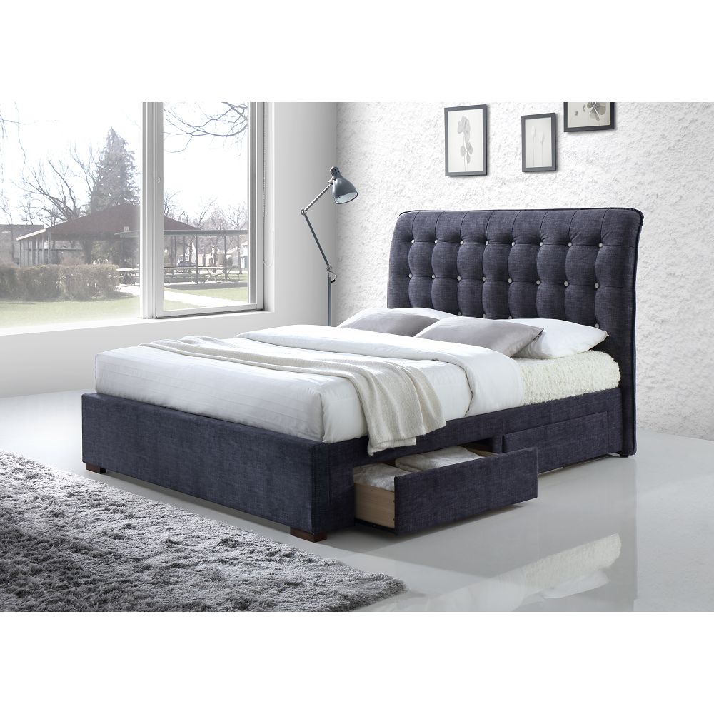 ACME Drorit Queen Bed in Dark Gray Fabric-CASAINC
