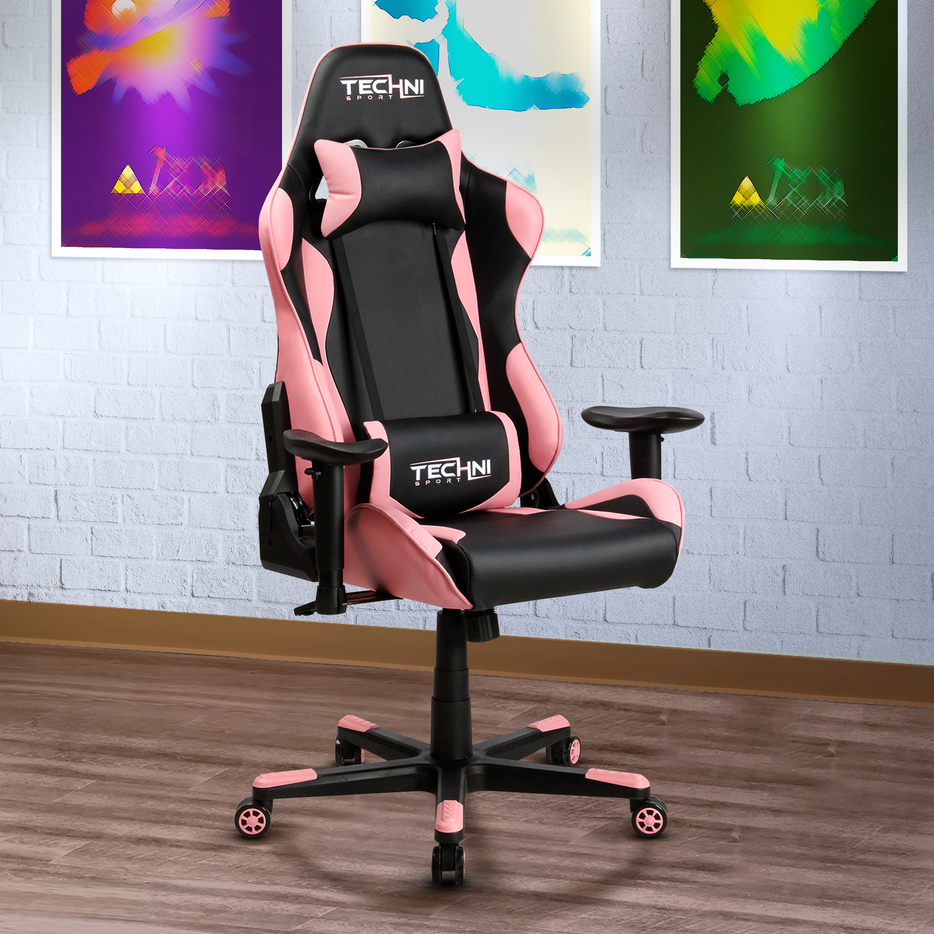 Techni Sport TS-4300 Ergonomic High Back Racer Style PC Gaming Chair, Pink-CASAINC