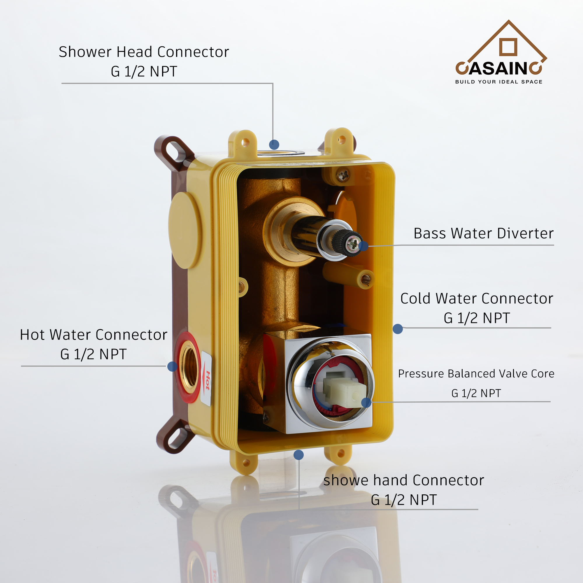 CASAINC 2-Spray 22-In Wall Mounted Shower System With Handheld Shower Hand