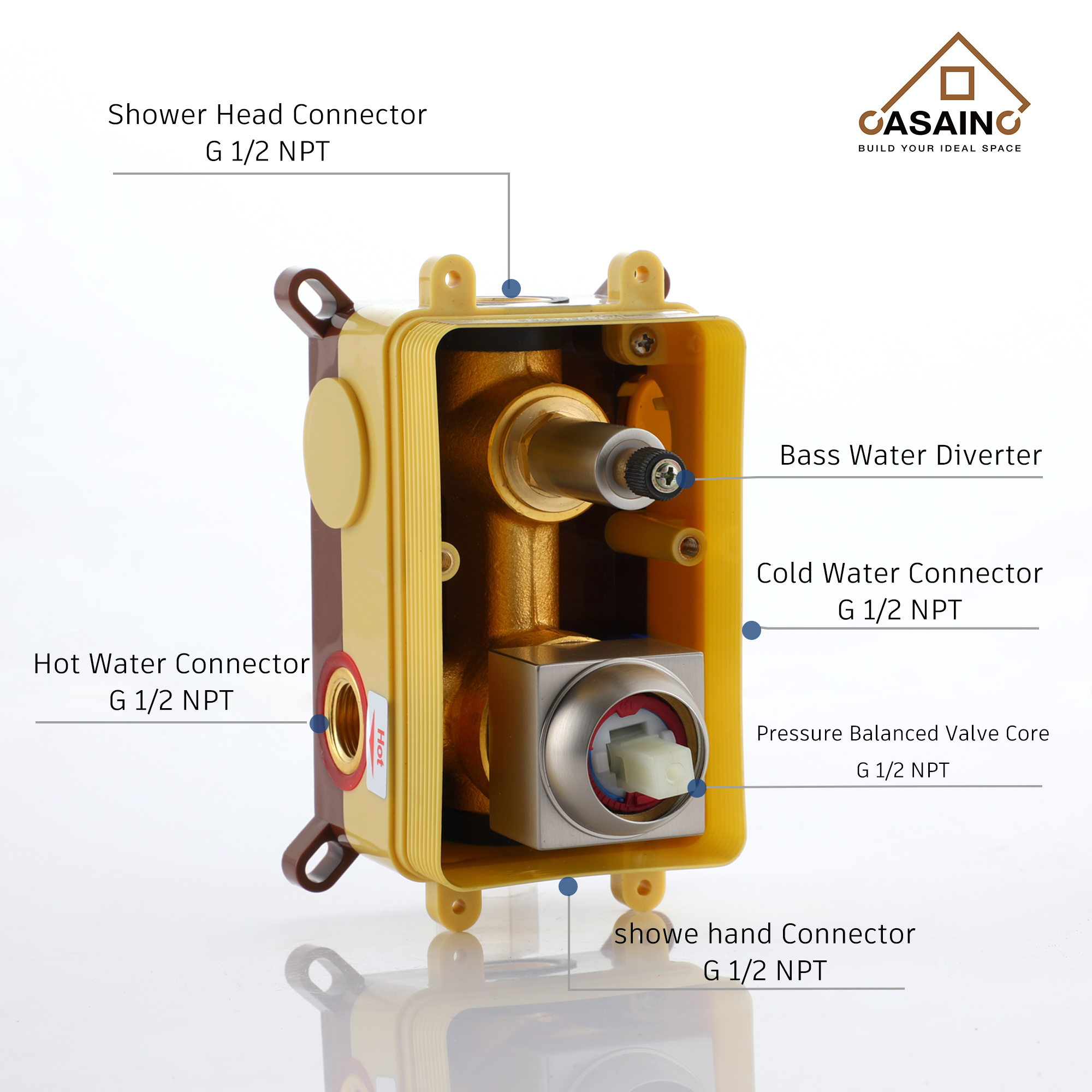 CASAINC 2-Spray 22-In Wall Mounted Shower System With Handheld Shower Hand