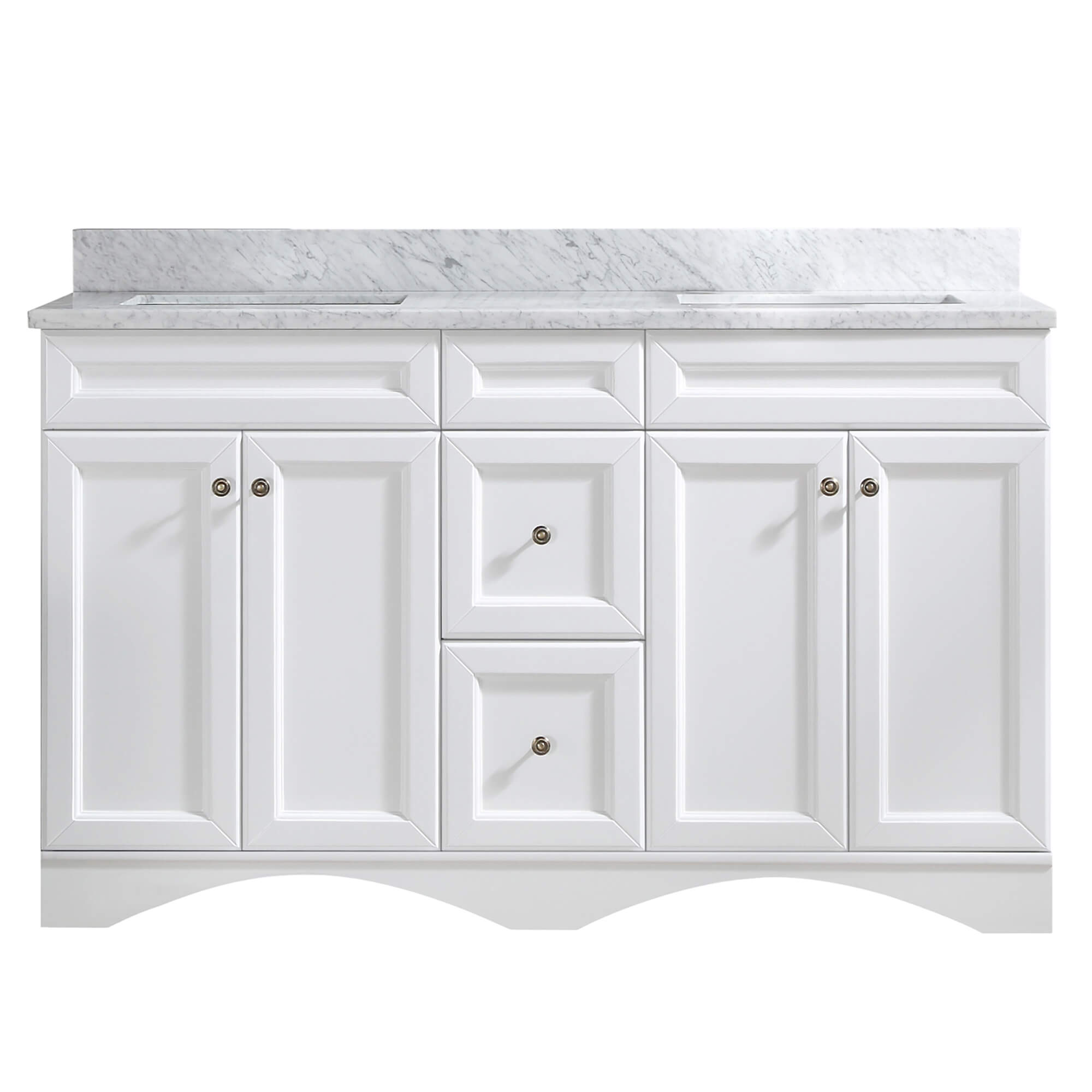 CASAINC 60 x 22 x 35.4 in. Solid Wood Bath Vanity with Marble Top and Backsplash in Gray/White (No/With Mirror)
