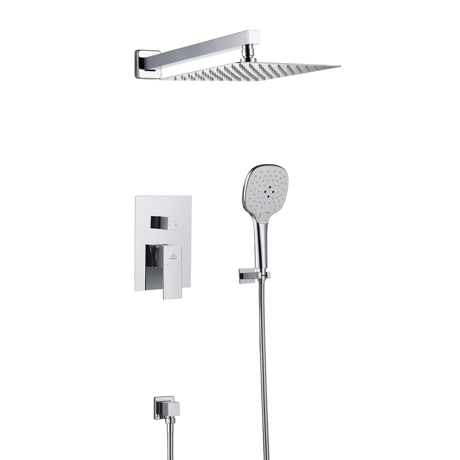 Casainc 2 Function 10" Wall Mounted Dual Shower Heads Shower System In Chrome-CASAINC