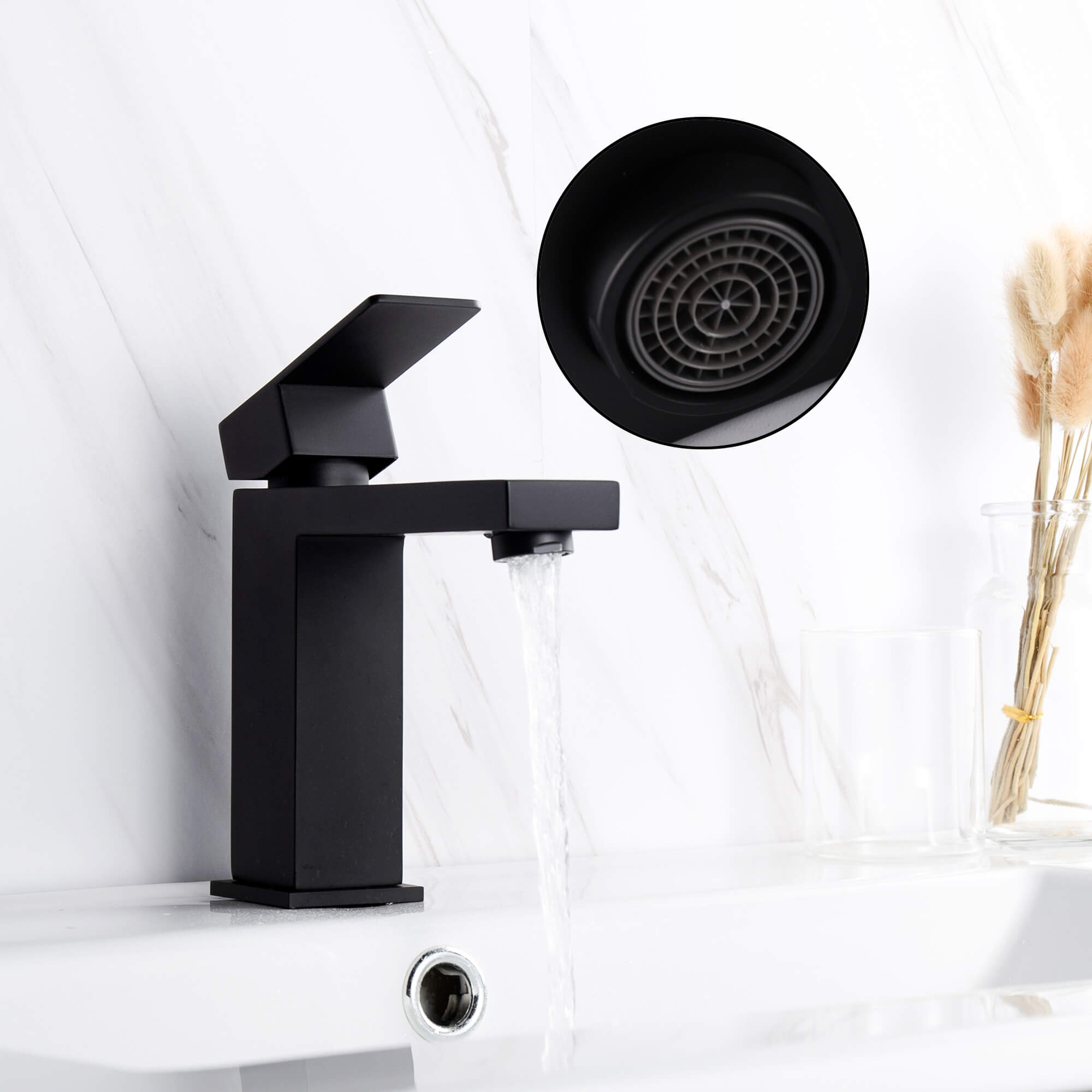 Casainc Matte Black 1-Handle Residential Freestanding Sink Faucet