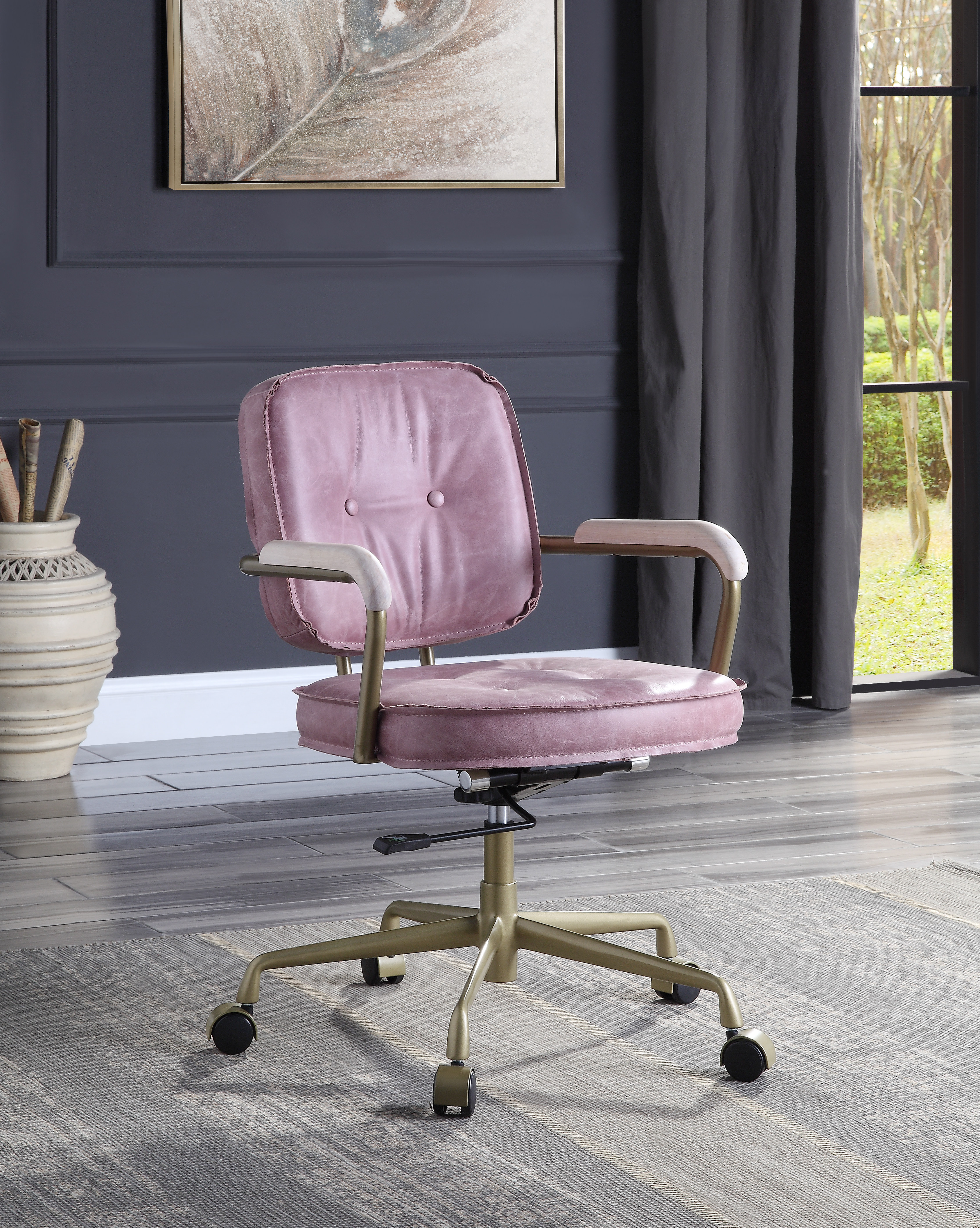 ACME Siecross Office Chair in Pink Top Grain Leather-CASAINC