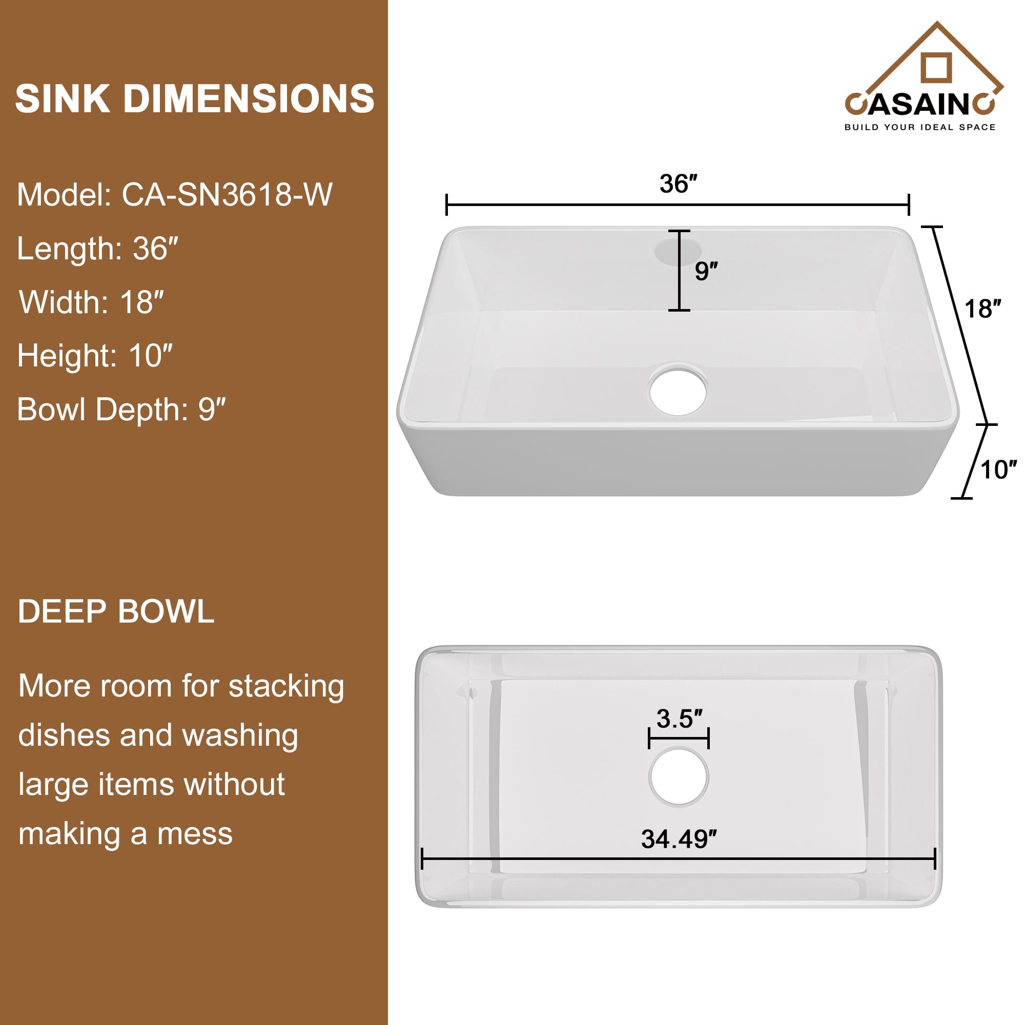 Fireclay 36 in. Single Bowl Farmhouse Apron Kitchen Sink with Bottom Grid and Strainers With cUPC Certified, in White Glossy/Matte Black