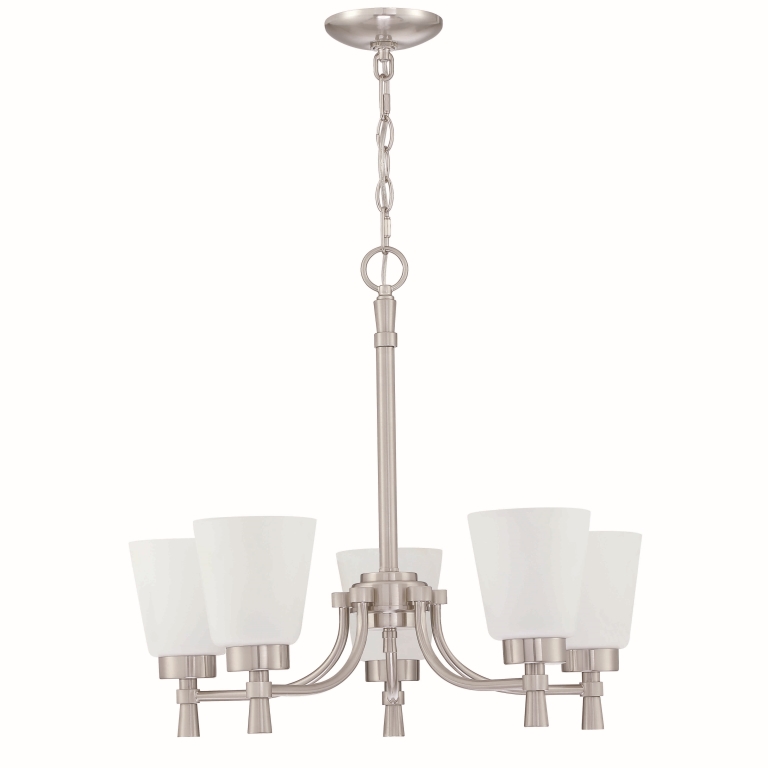 5-Light Shaded Classic Brushed Nickle Finish Chandelier-CASAINC