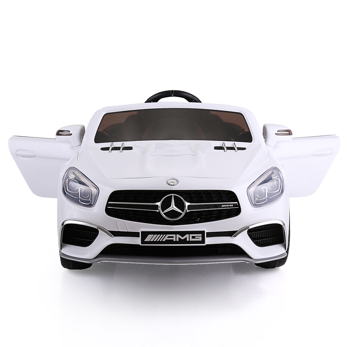 12V Mercedes-Benz Licensed Electric Kids Ride on Car, Battery Powered Vehicle with LED Lights, Music, USB, MP3, Spring-Suspension RC 4-Wheeler, White-CASAINC