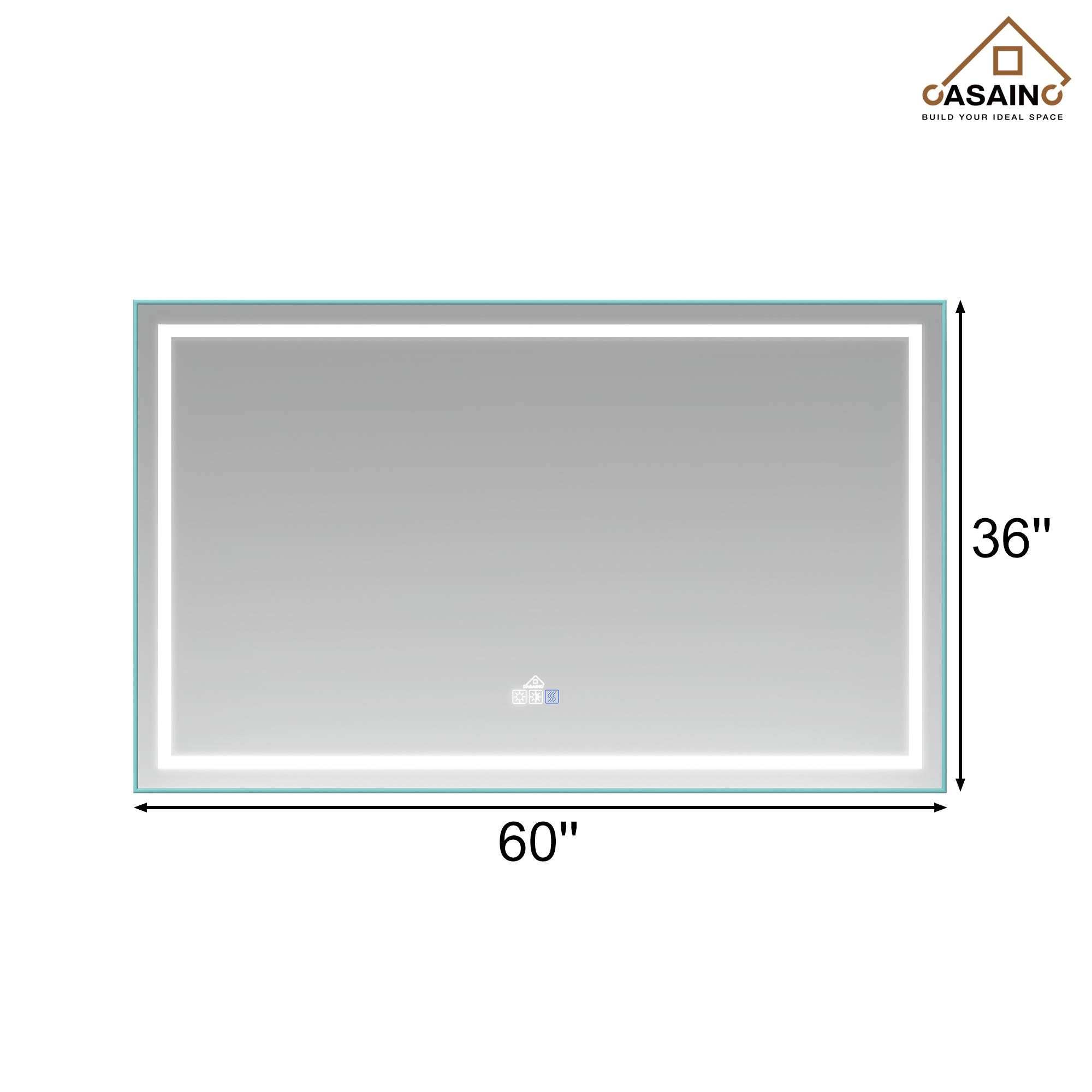 CASAINC Wall Mounted Modern LED Bathroom Mirror, Dimmable and Anti-Fog (60-in L × 36-in W)