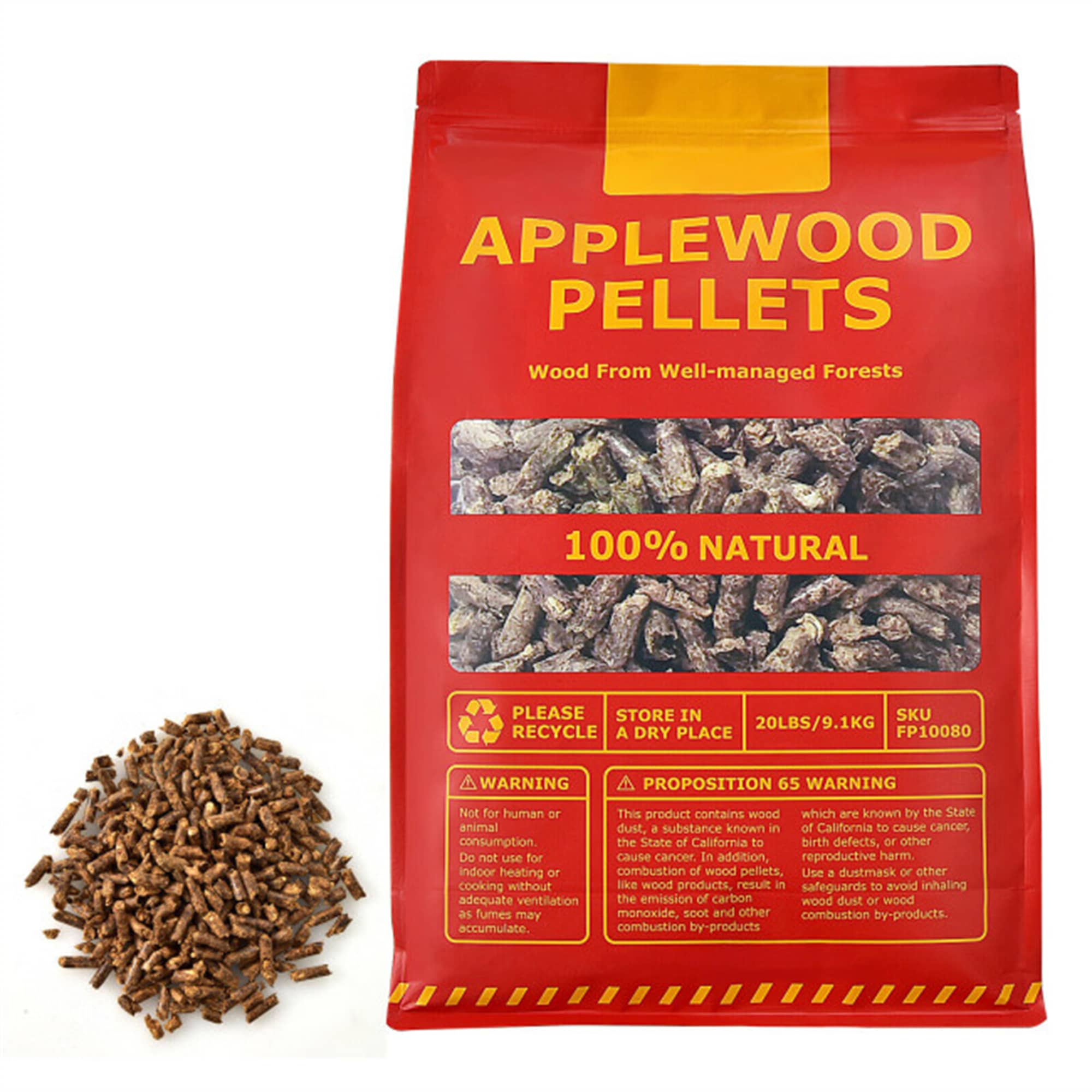 CASAINC 20 Pounds Apple Wood Pellets 100% All-Natural for Pellet Grills