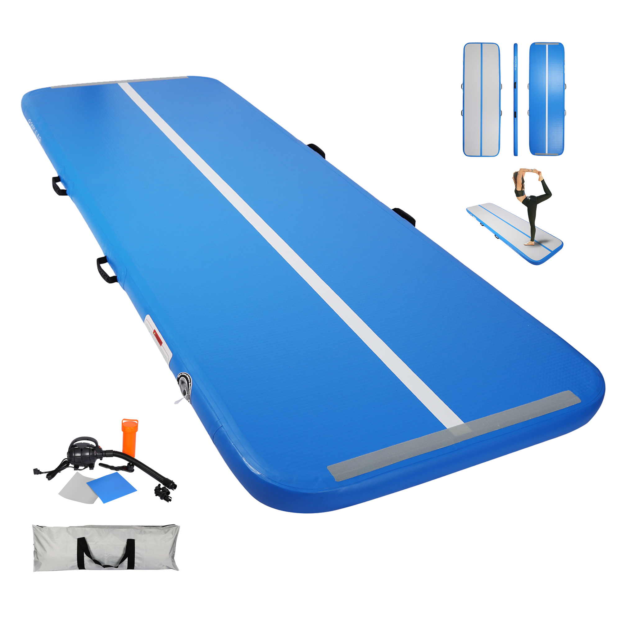 16ft Inflatable Tumbling Mat 4 inches Thickness Mats for Home Use/Training/Cheerleading/Yoga/Water with electircal Pump-CASAINC