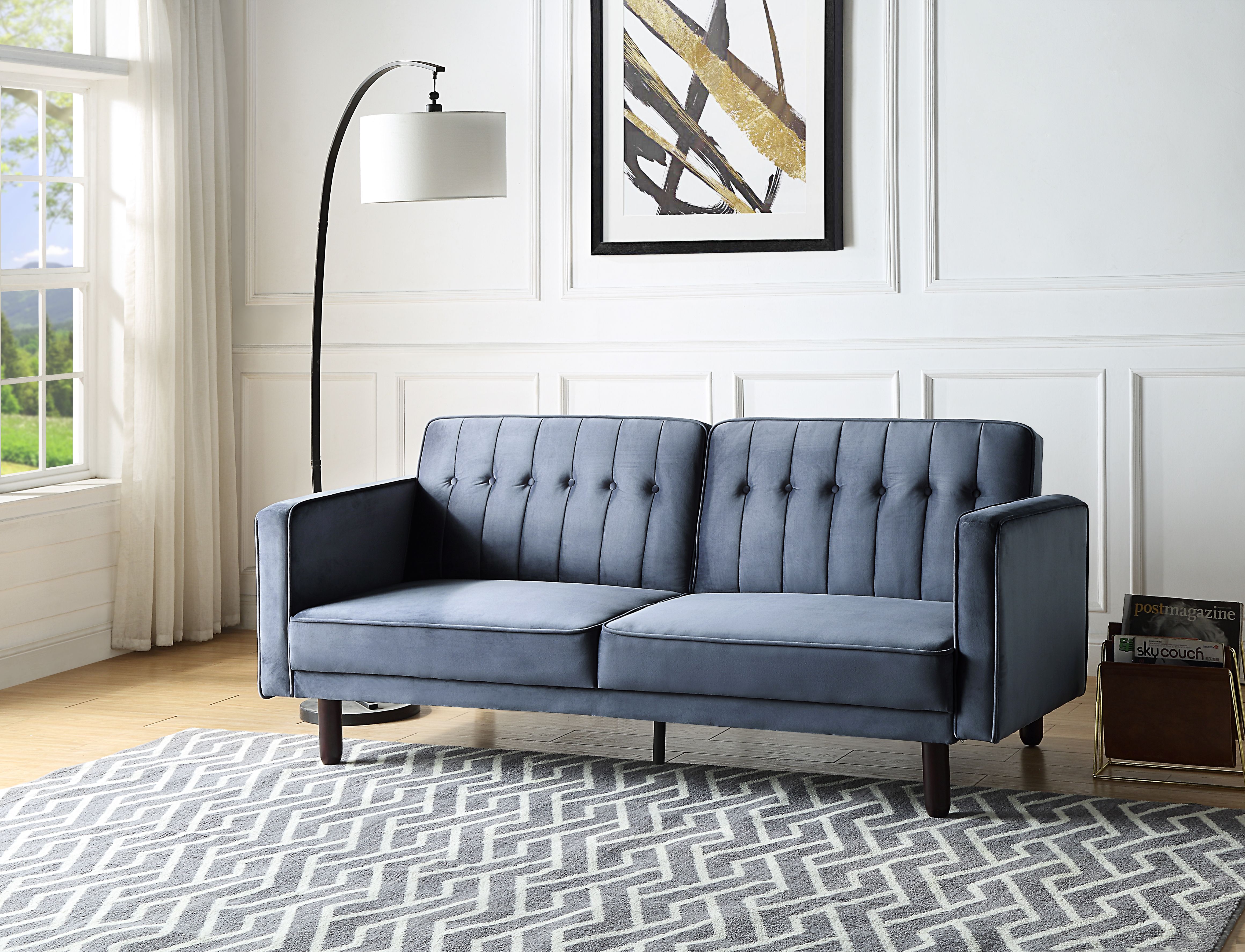 ACME Qinven Adjustable Sofa , Dark Gray Velvet-CASAINC