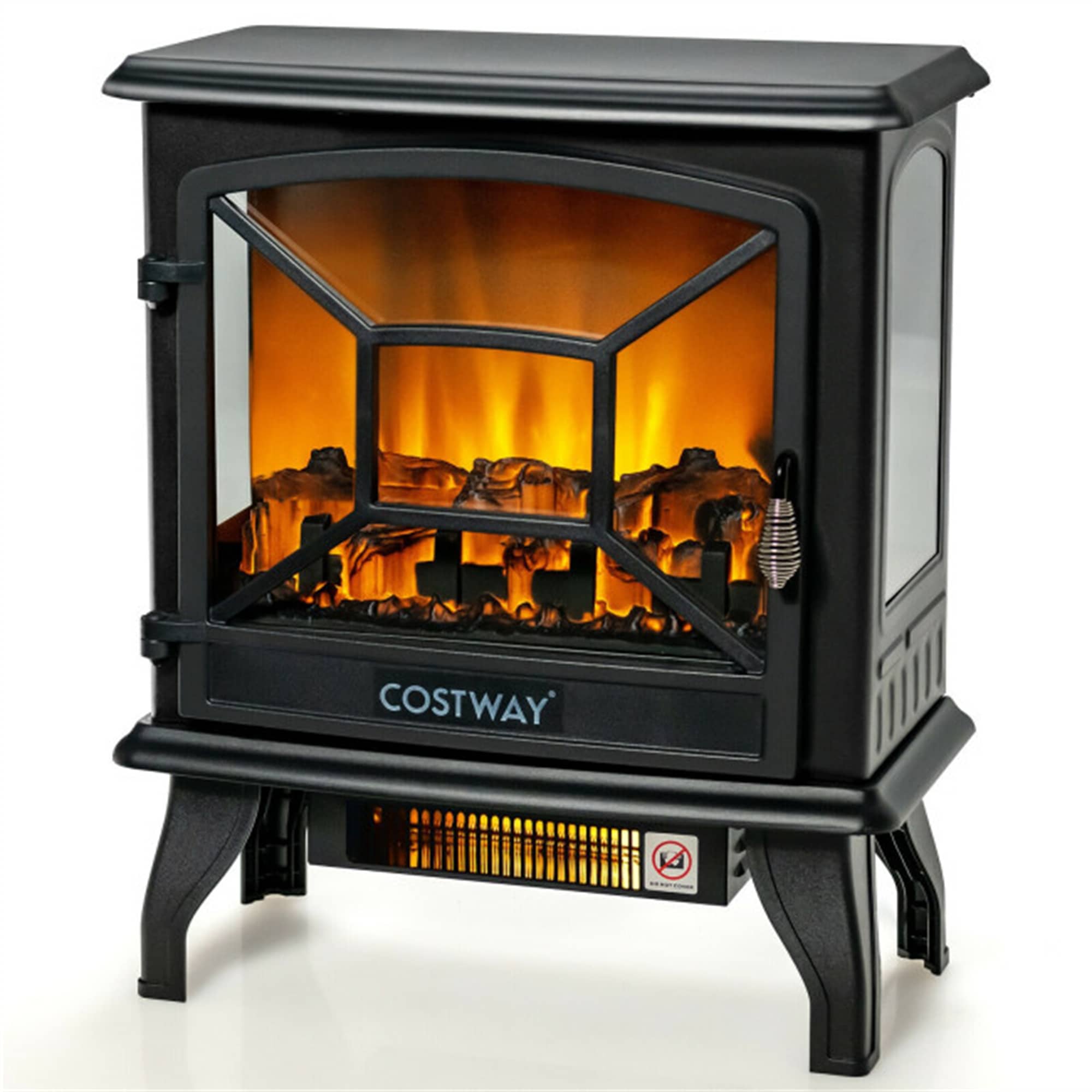 CASAINC 20 Inch 1400 W Freestanding Electric Fireplace with Realistic Flame
