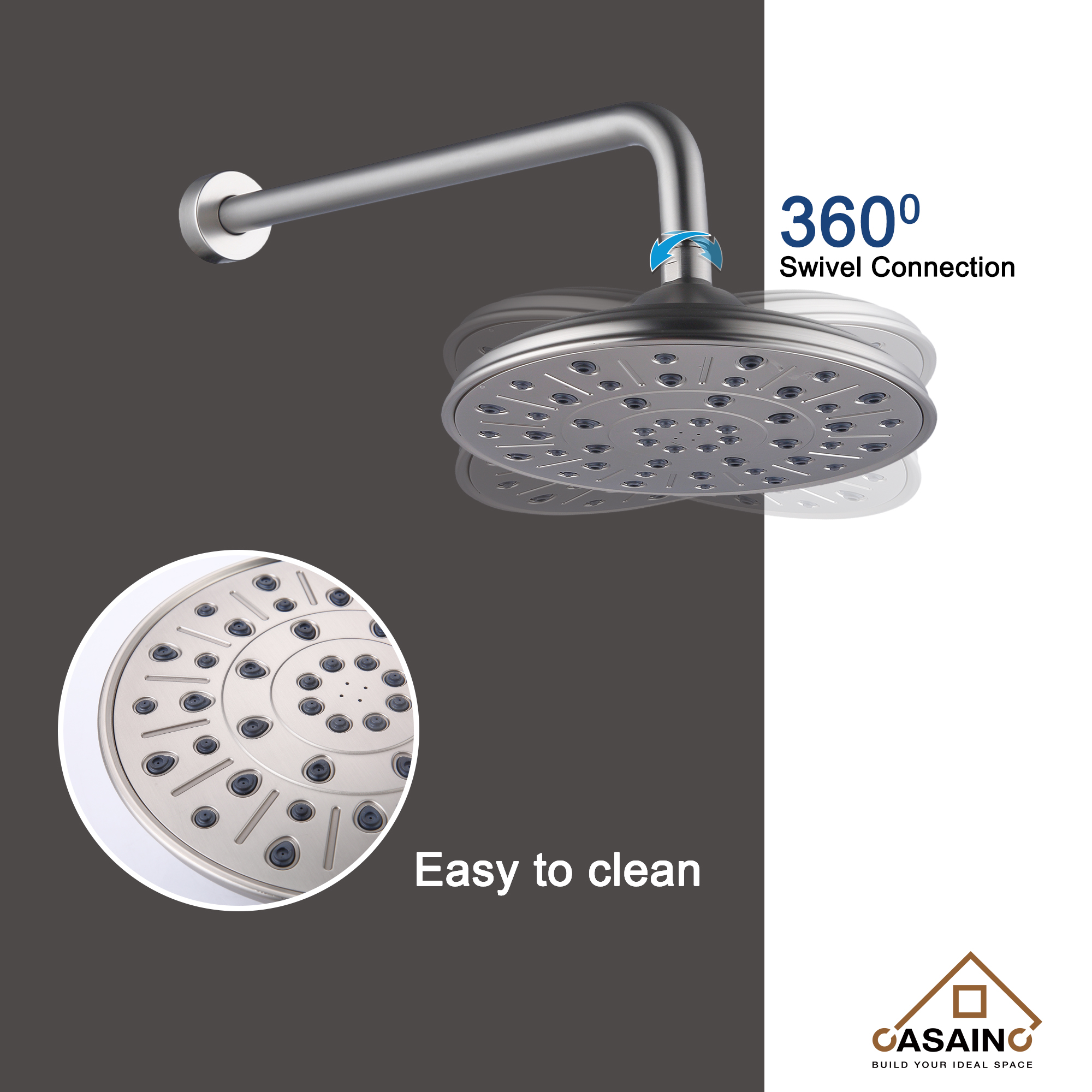 8.3inch Wall-mounted rain shower faucet with pressure balanced valve-CASAINC