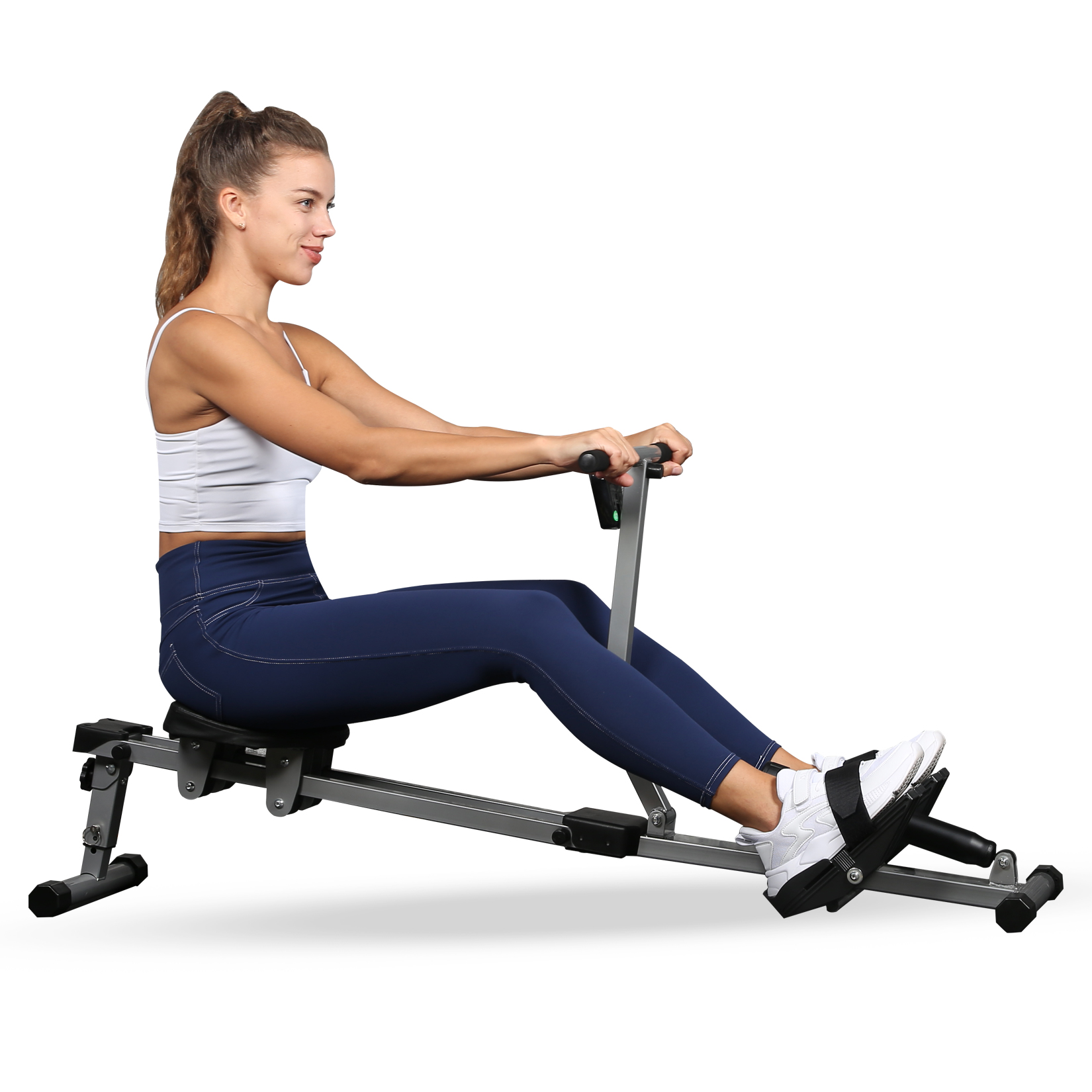 YSSOA Fitness Rowing Machine Rower Ergometer, with 12 Levels of Adjustable Resistance, Digital Monitor and 260 lbs of Maximum Load, Black-CASAINC