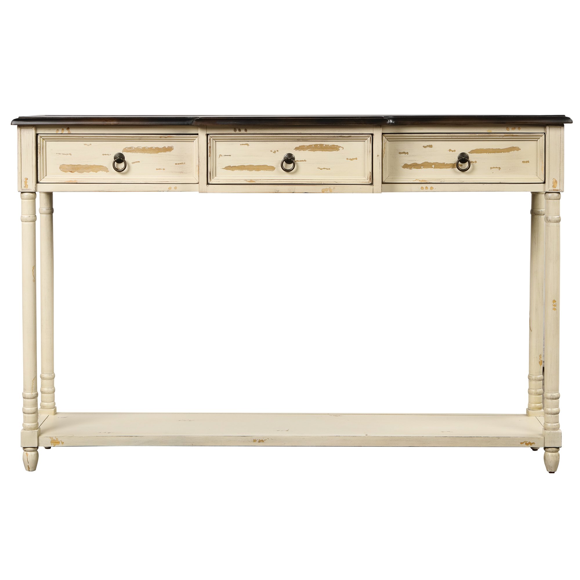 Console Table Sofa Table with Drawers for Entryway with Projecting Drawers and Long Shelf-CASAINC