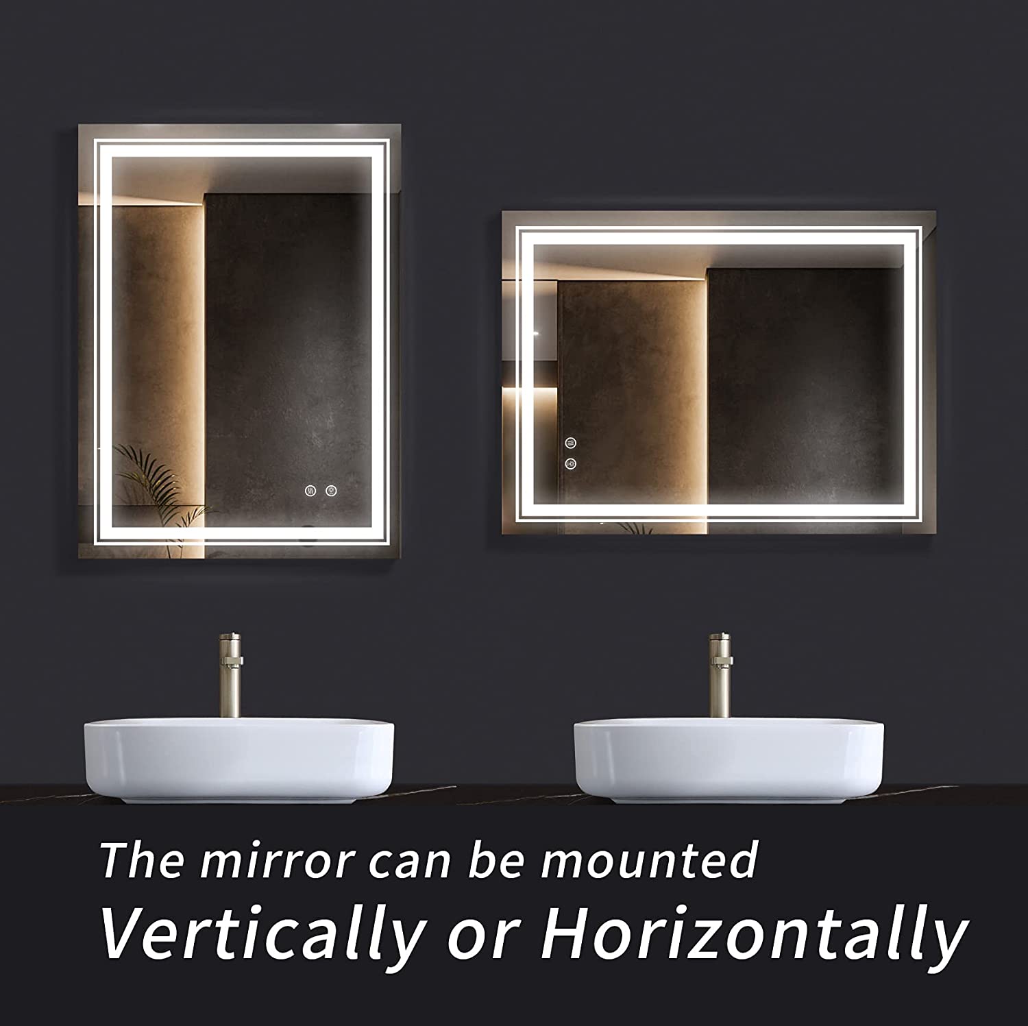 32*24 LED Lighted Bathroom Wall Mounted Mirror with High Lumen+Anti-Fog Separately Control+Dimmer Function-CASAINC