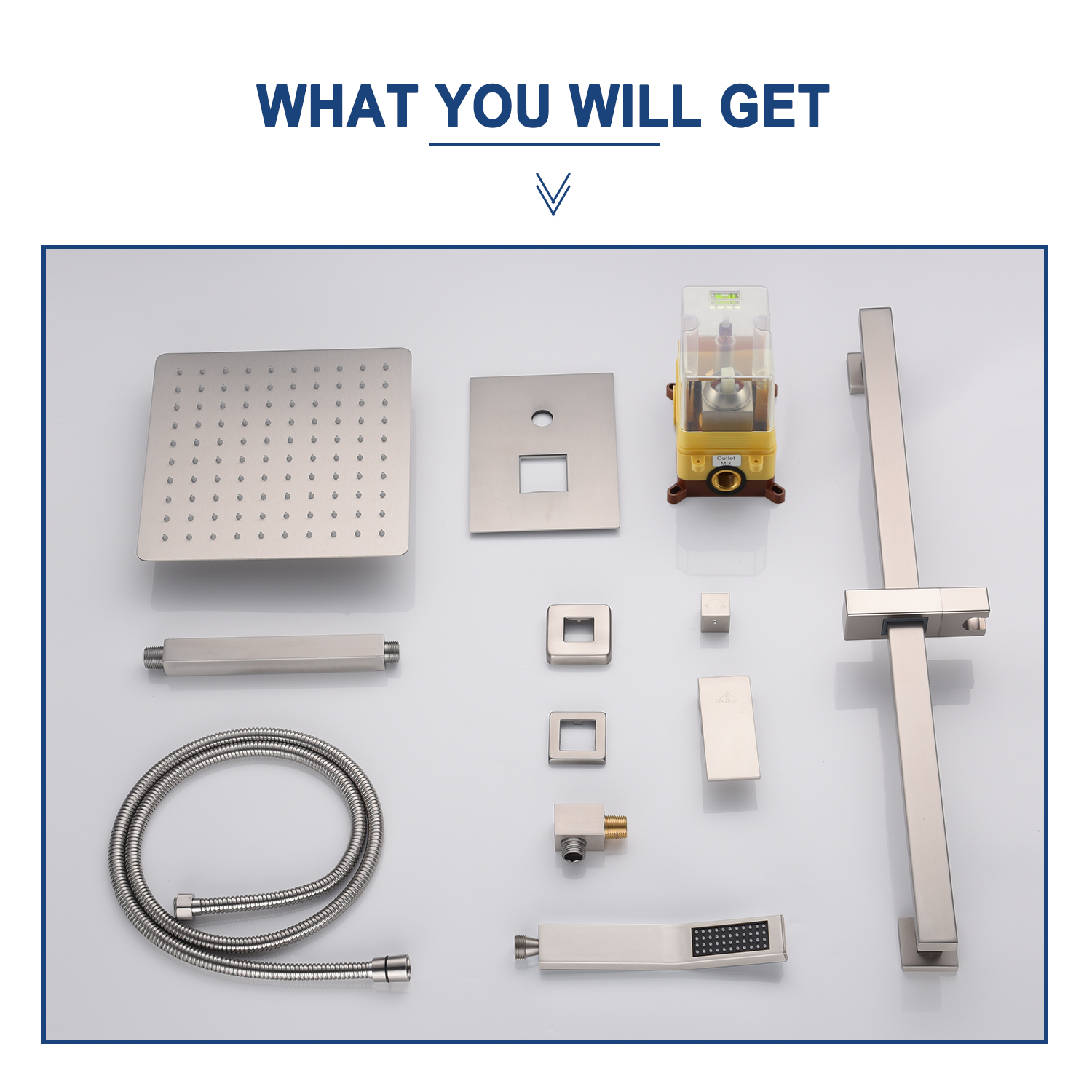 CASAINC 2 Function 10" Ceiling Mount Dual Shower Heads Shower System With Sliding Rod Shower Hand