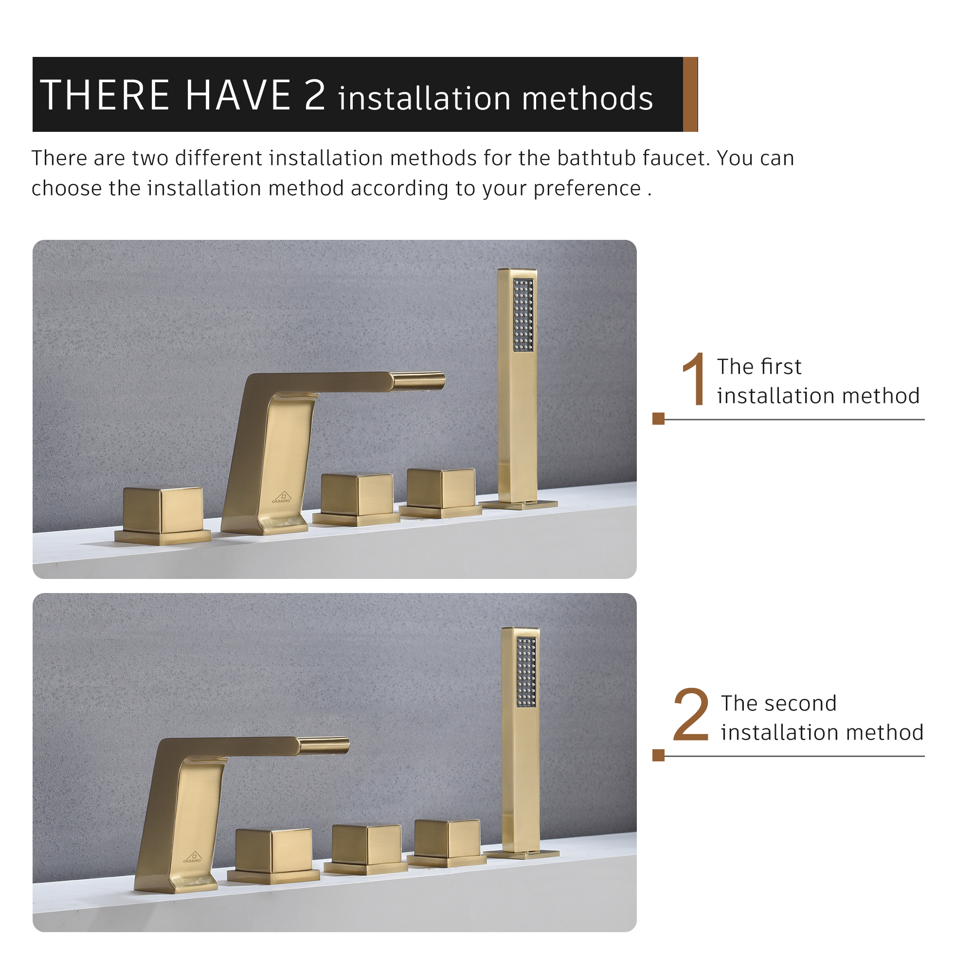 CASAINC Hot Sale 5 hole Bathtub Faucet With Handheld Shower Head