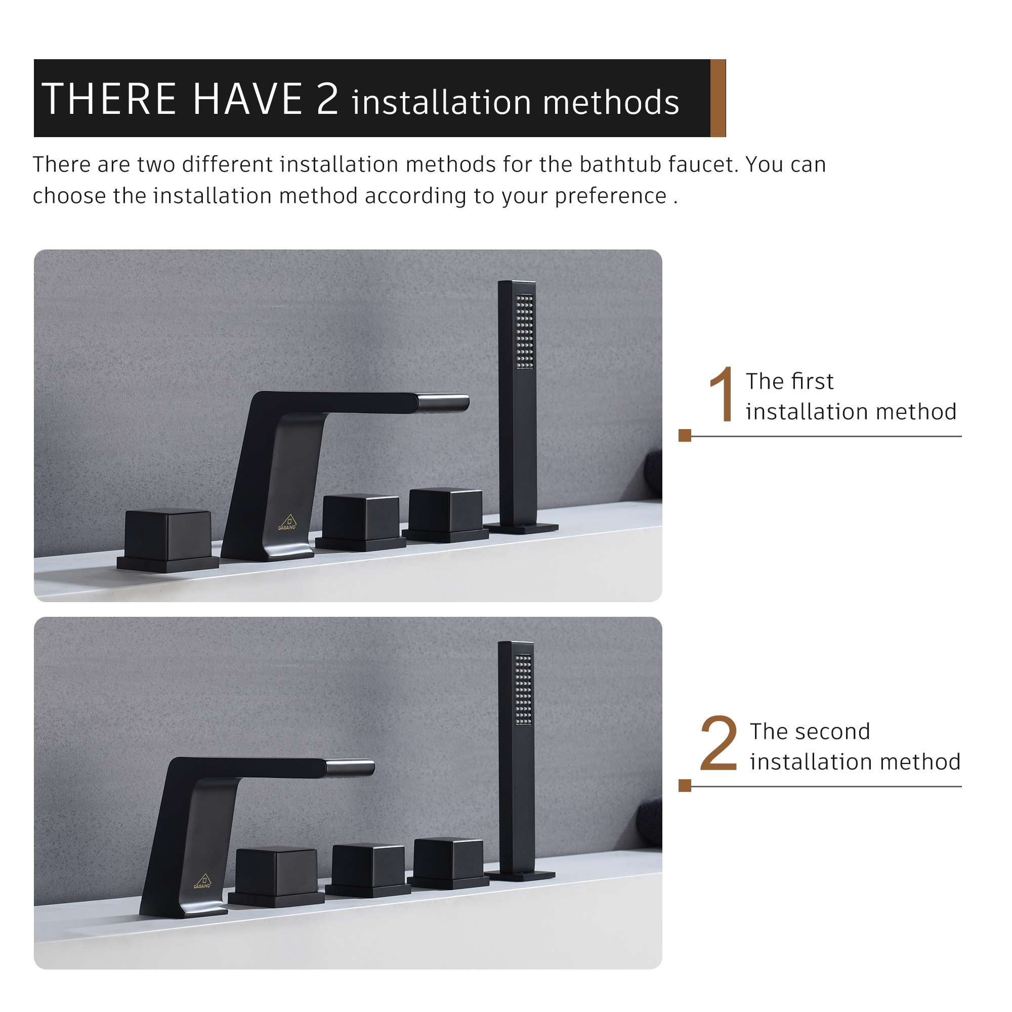 CASAINC Hot Sale 5 hole Bathtub Faucet With Handheld Shower Head