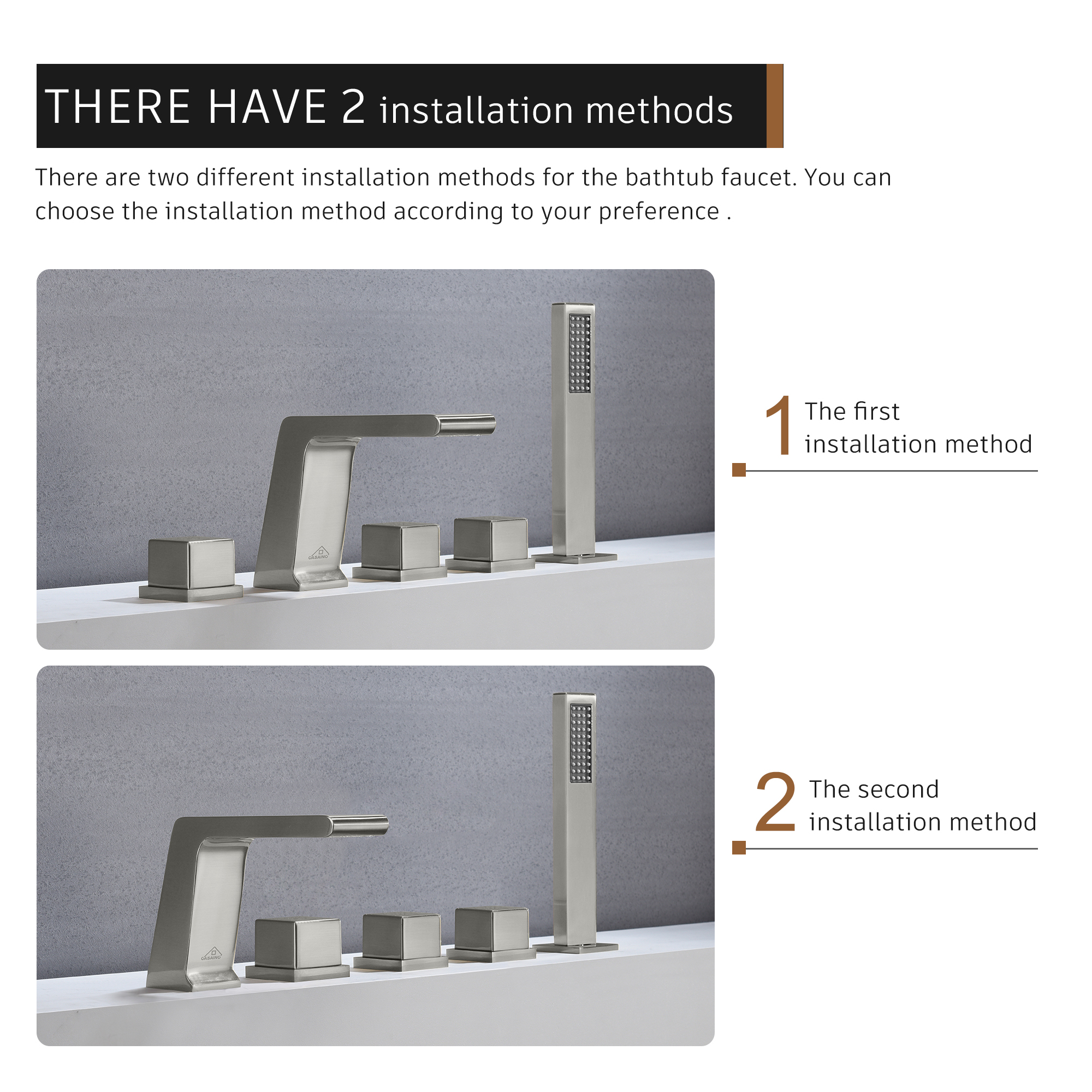 CASAINC Hot Sale 5 hole Bathtub Faucet With Handheld Shower Head