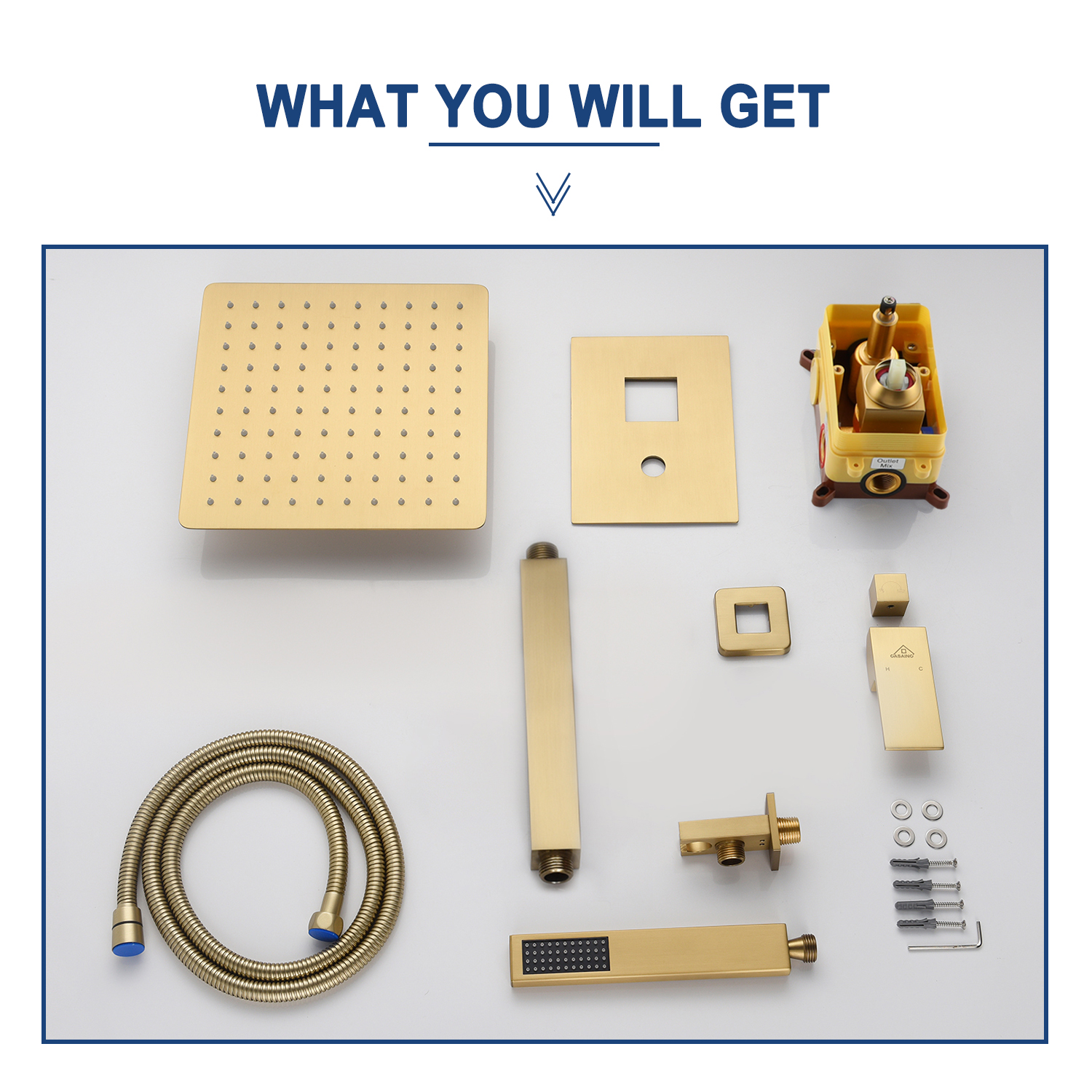 Casainc 2 Function 10" Ceiling Mount Dual Shower Heads Shower System In Black