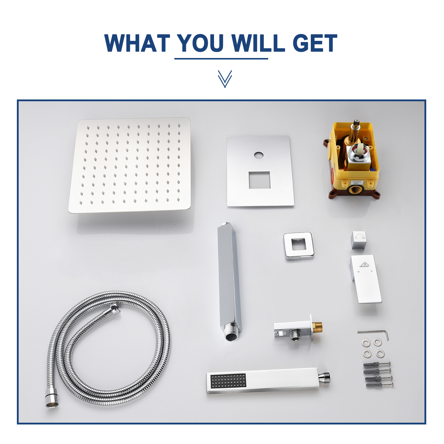 Casainc 2 Function 10" Ceiling Mount Dual Shower Heads Shower System In Black