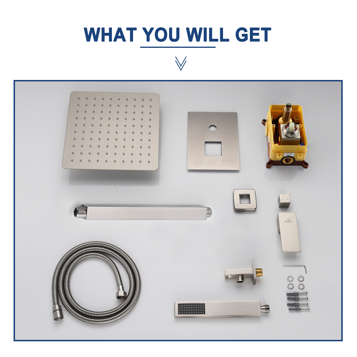 Casainc 2 Function 10" Ceiling Mount Dual Shower Heads Shower System In Black