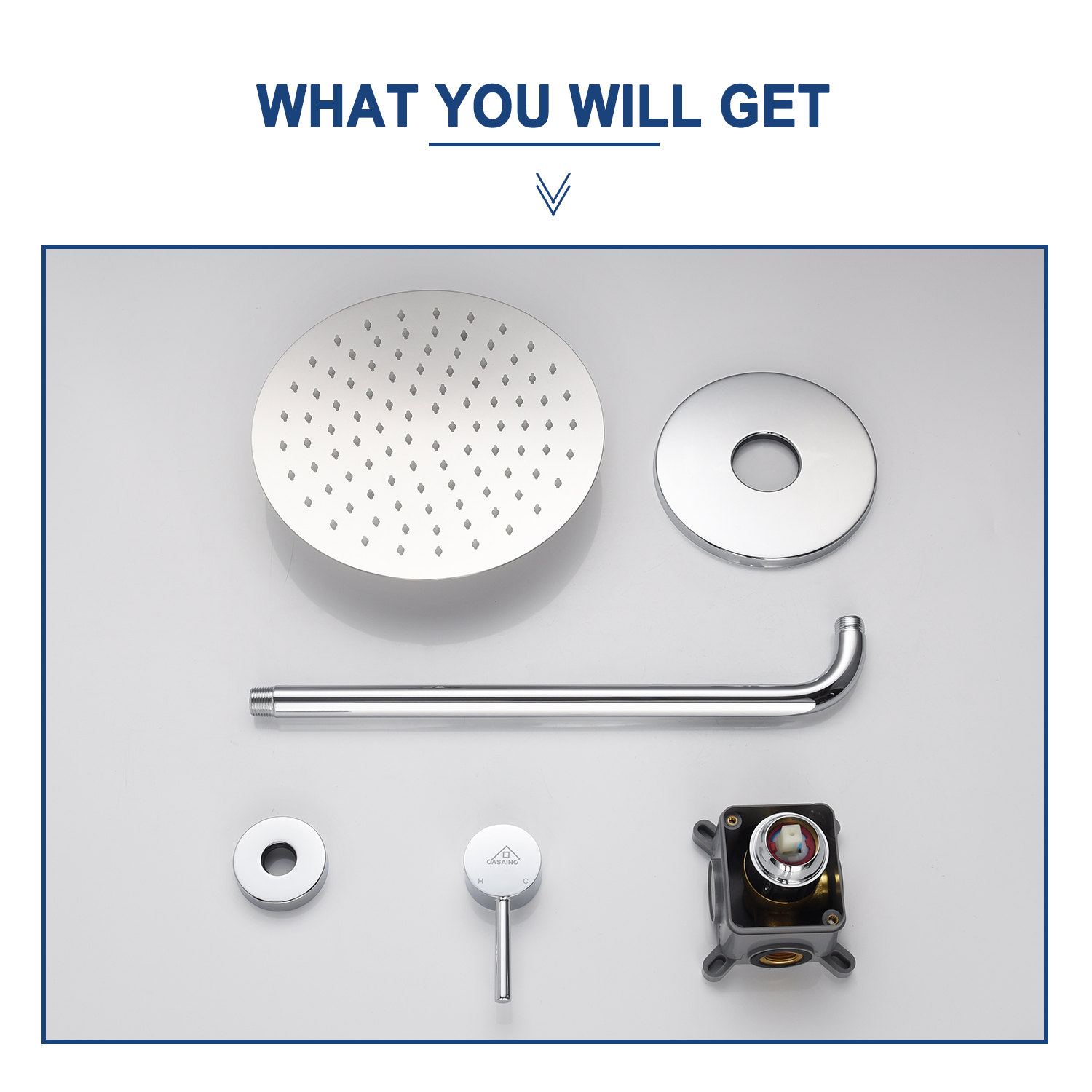 Casainc Round Single Functions Wall Mount Black Shower Faucet