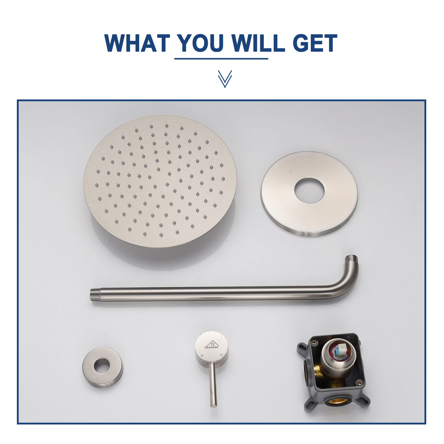 Casainc Round Single Functions Wall Mount Black Shower Faucet