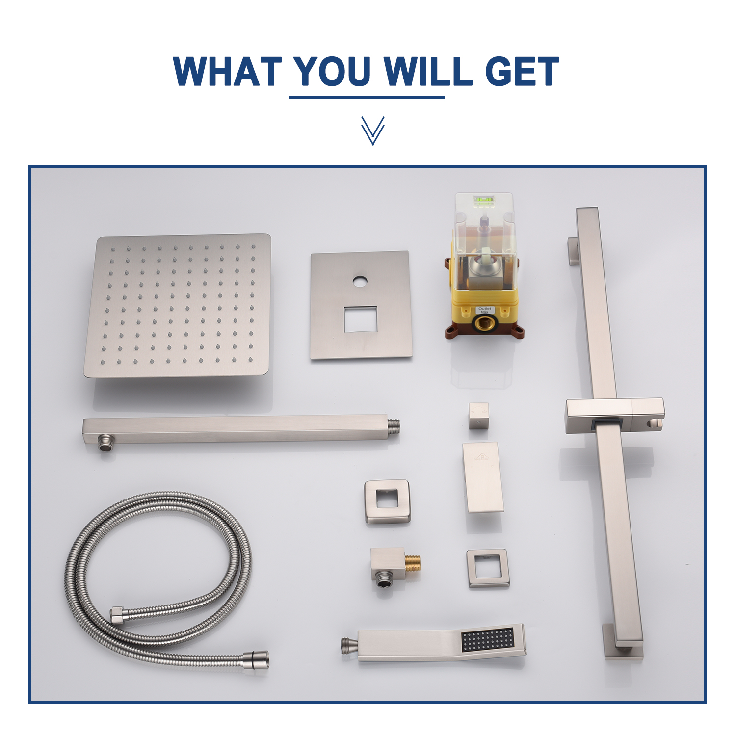 2 Function 10-In Wall Mounted  Dual Shower Heads Shower System With Sliding Rod Shower Hand